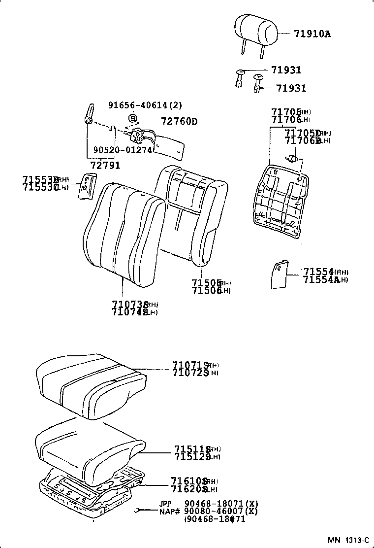71073-AA080-B2 COVER, FRONT SEAT BACK, RH(FOR SEPARATE TYPE) product image