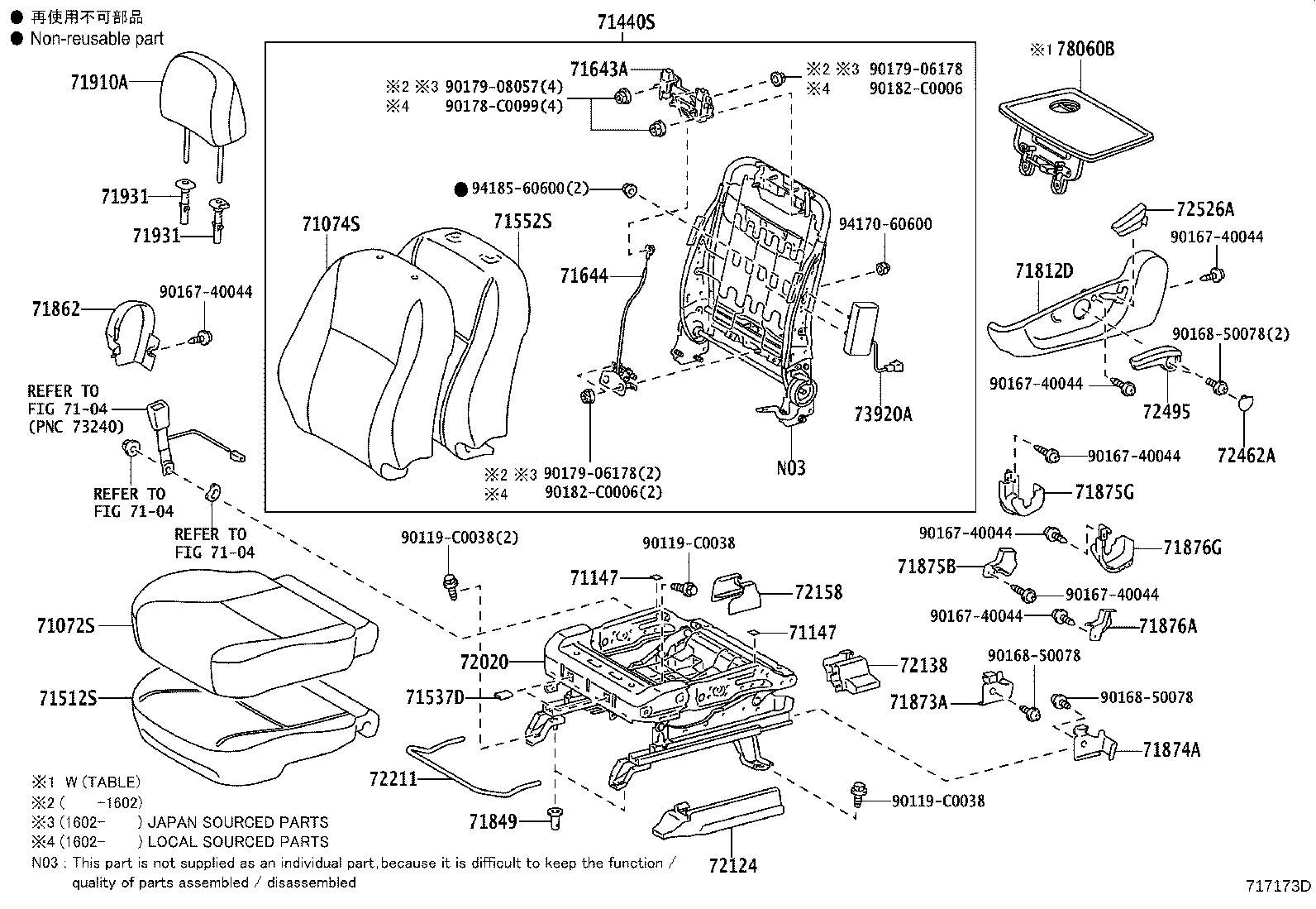 71501-0F020 PAD, FRONT SEAT CUSHION, RH(FOR SEPARATE TYPE) product image