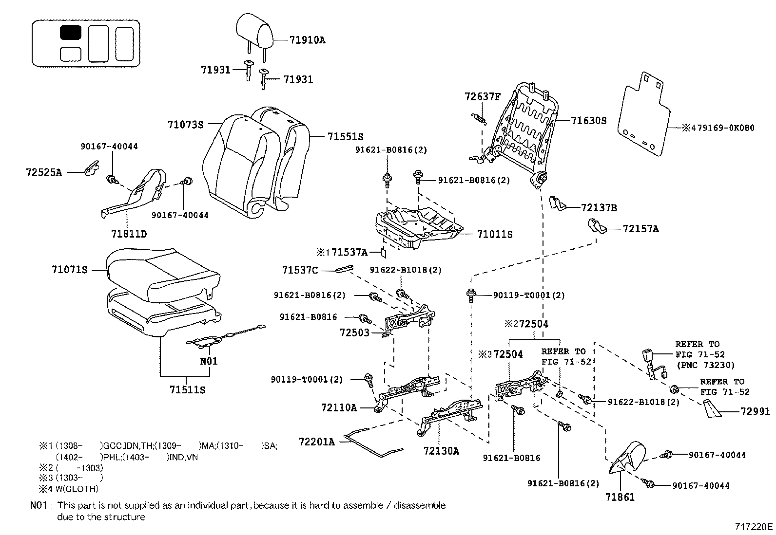 79101-0K370 FRAME SUB-ASSY, NO.1 SEAT CUSHION, RH product image