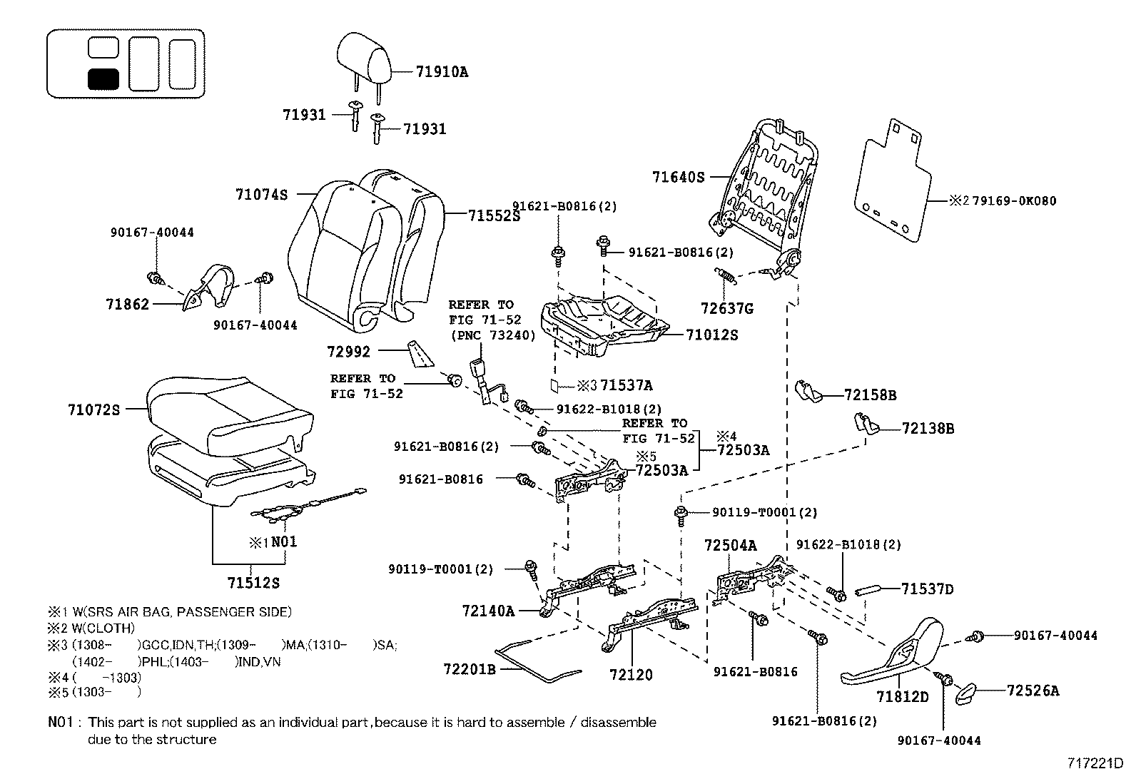 79101-0K370 FRAME SUB-ASSY, NO.1 SEAT CUSHION, RH product image