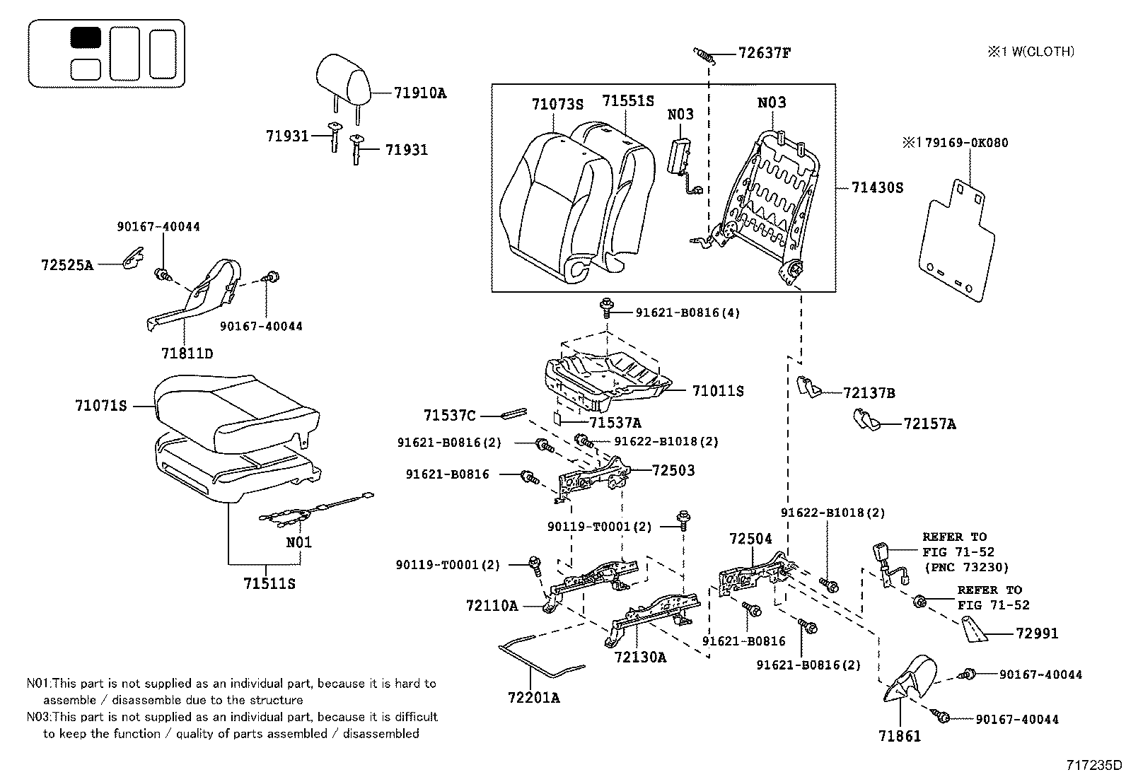 79101-0K150 FRAME SUB-ASSY, NO.1 SEAT CUSHION, RH product image