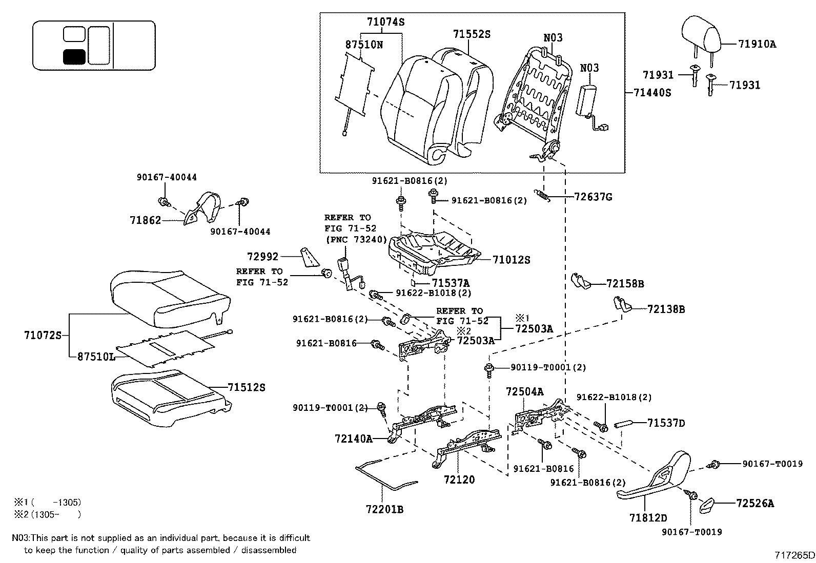 71073-0KB02-B2 COVER, FRONT SEAT BACK, RH(FOR SEPARATE TYPE) product image