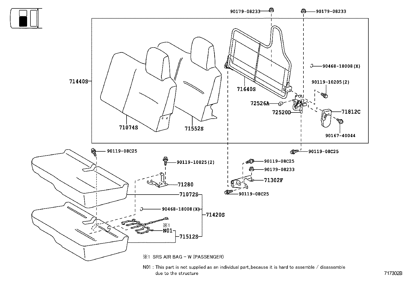 71013-37180 SPRING ASSY, FRONT SEAT BACK, RH(FOR SEPARATE TYPE) product image