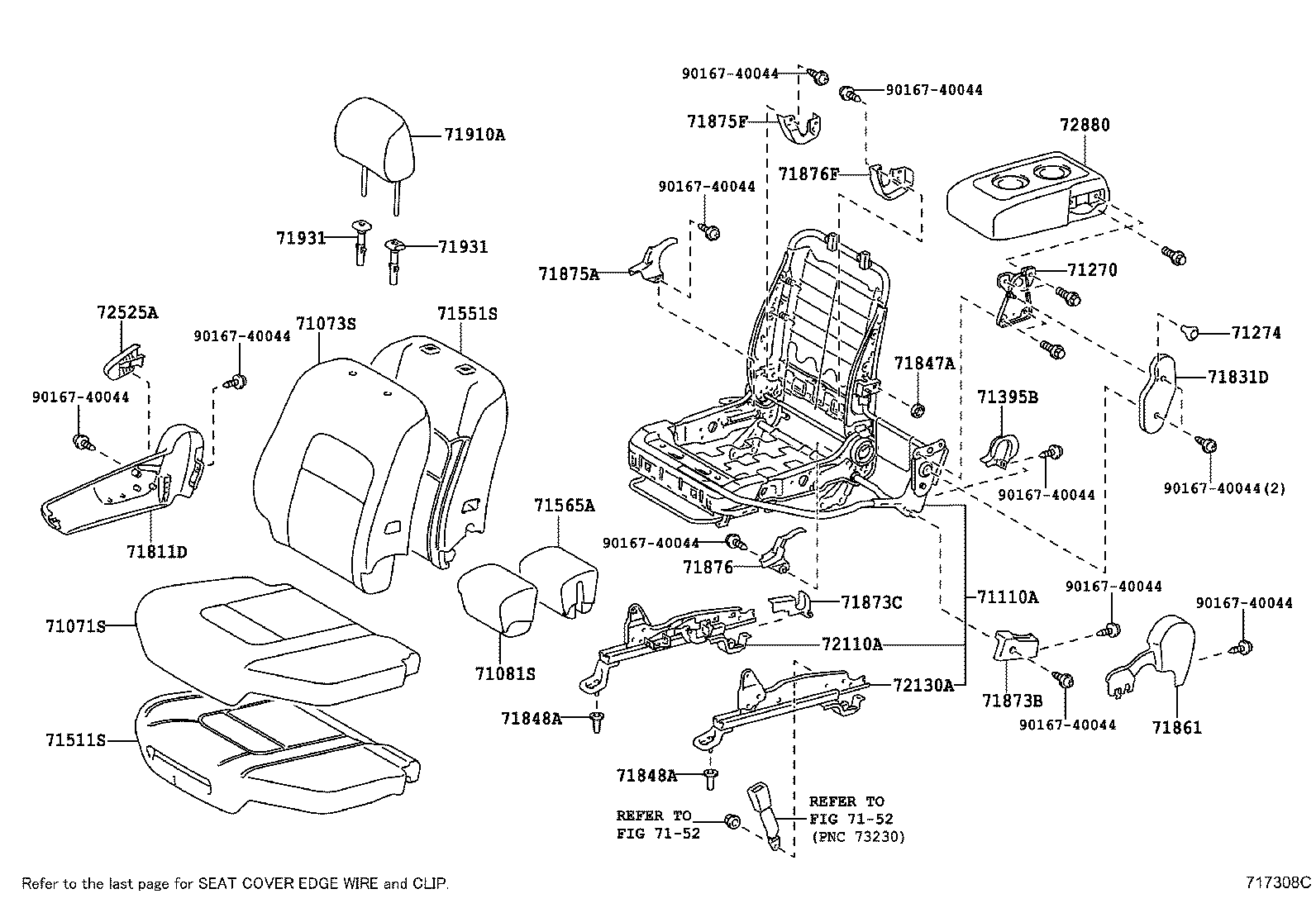 71033-60300 LEG SUB-ASSY, REAR SEAT CUSHION product image