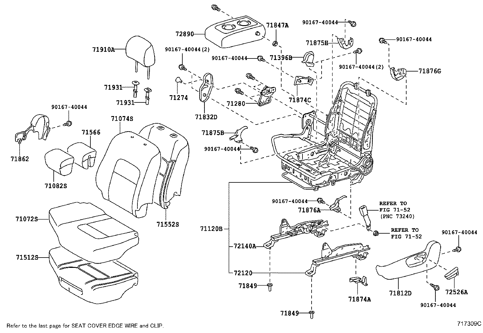 71033-60300 LEG SUB-ASSY, REAR SEAT CUSHION product image