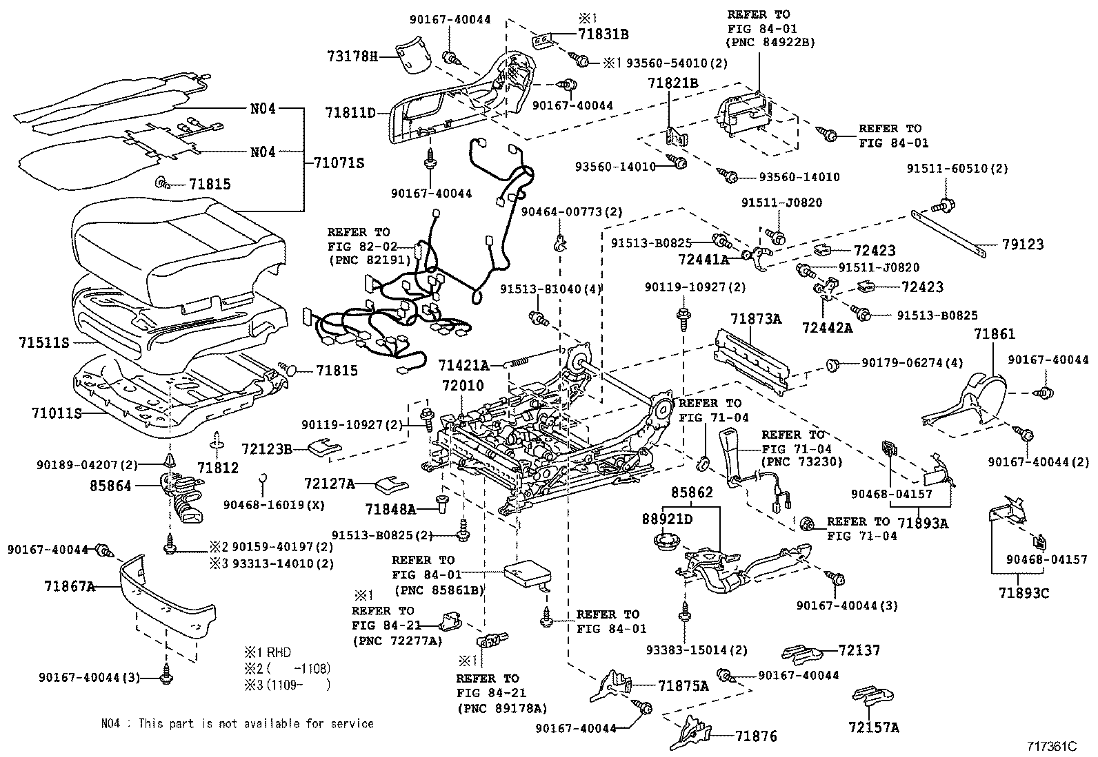 71511-50201 PAD, FRONT SEAT CUSHION, RH(FOR SEPARATE TYPE) product image