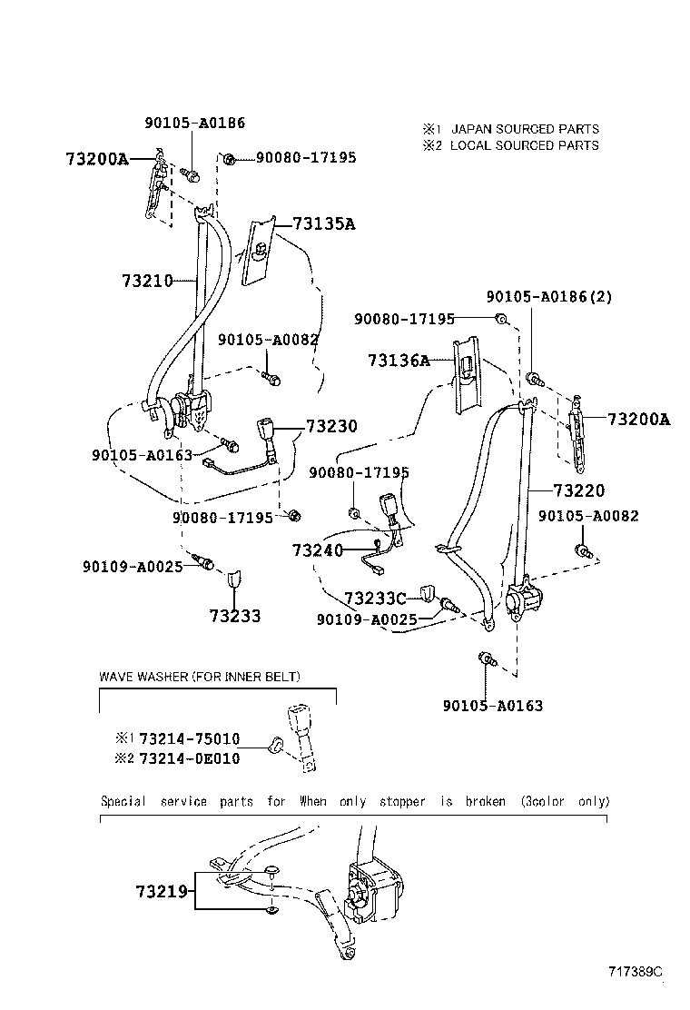 73210-08083-C0 BELT ASSY, FRONT SEAT OUTER, RH product image