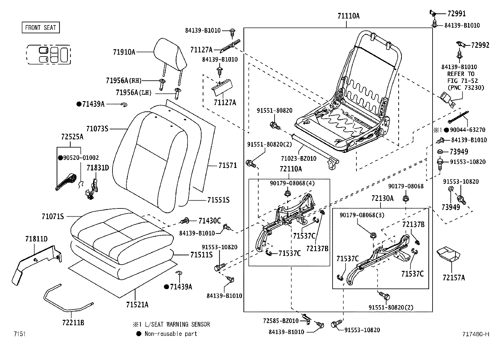 Toyota 71073-BZB01-C0 COVER, FRONT SEAT BACK, RH(FOR SEPARATE TYPE)