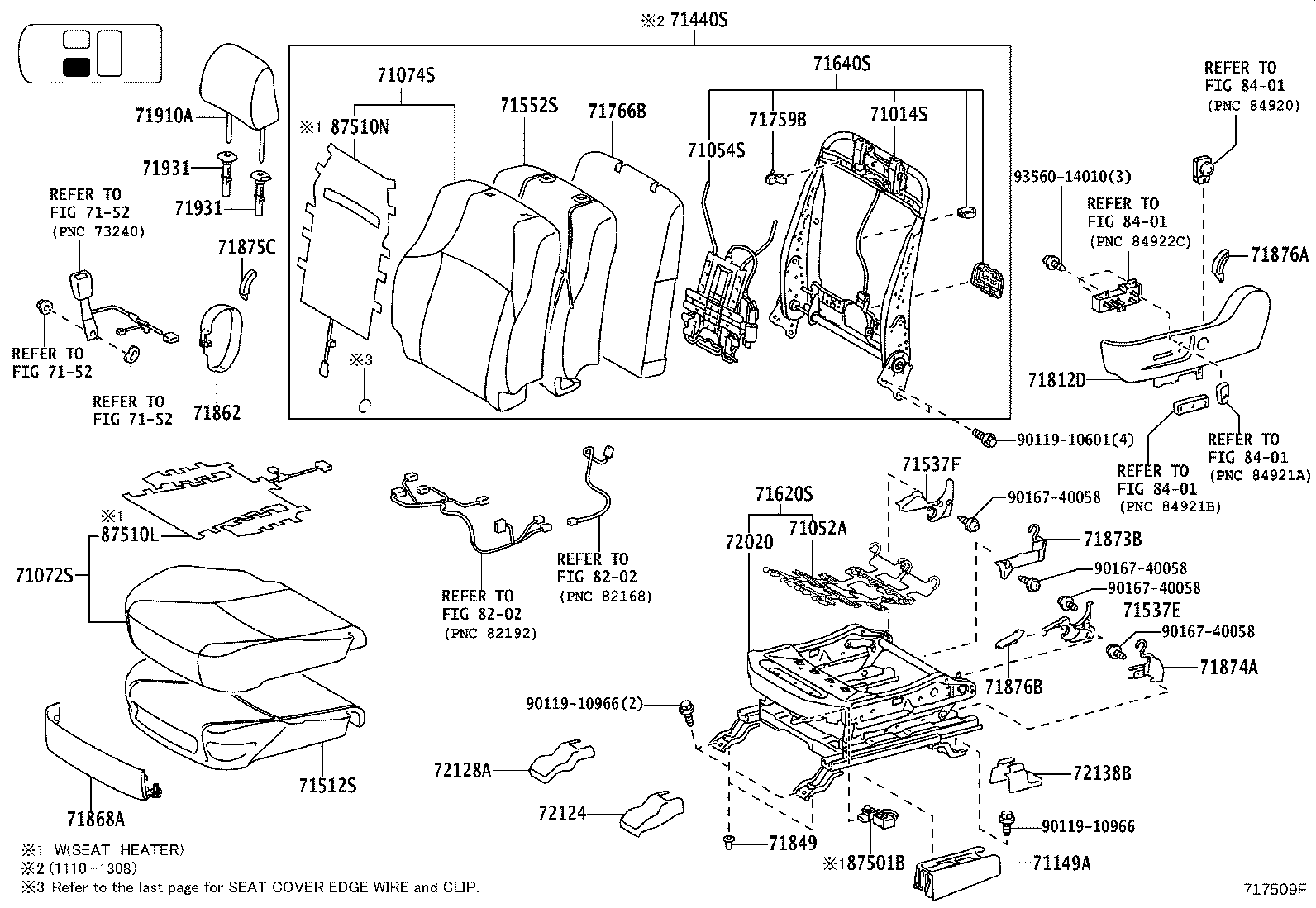 71502-60430 PAD, FRONT SEAT CUSHION, LH (FOR SEPARATE TYPE) product image