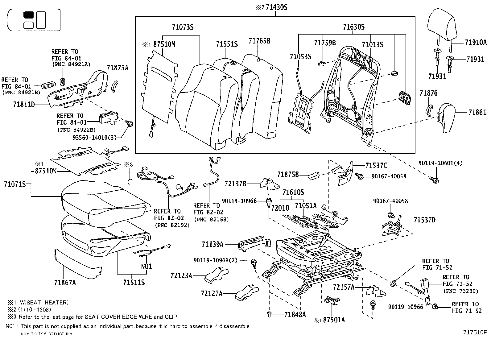 71502-60430 PAD, FRONT SEAT CUSHION, LH (FOR SEPARATE TYPE) product image