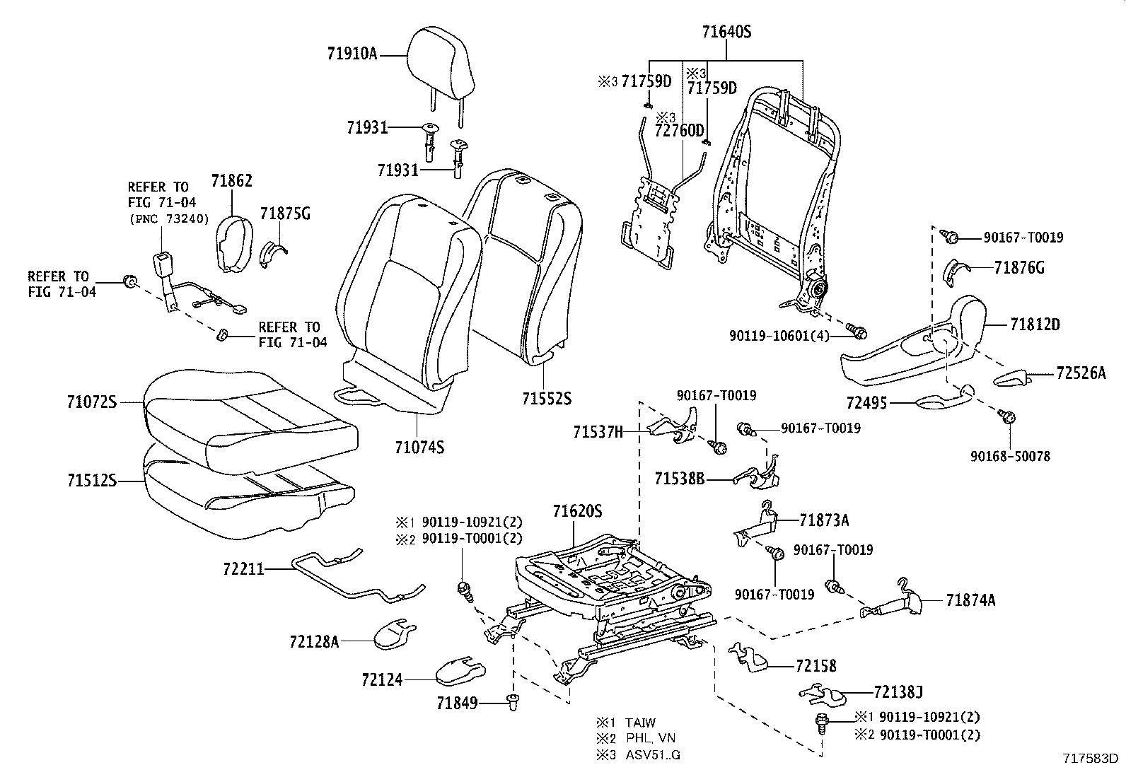 71630-06540 SPRING ASSY, FRONT SEAT BACK, RH(FOR SEPARATE TYPE) product image