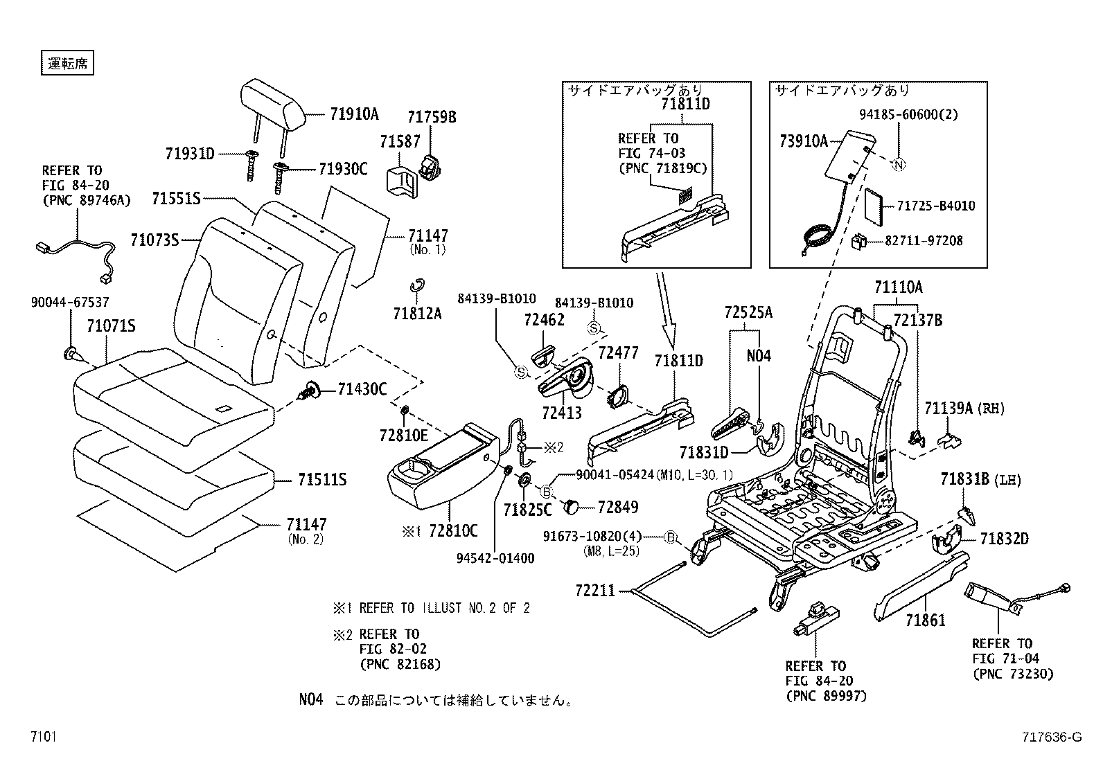 71502-B1090 PAD, FRONT SEAT CUSHION, LH (FOR SEPARATE TYPE) product image