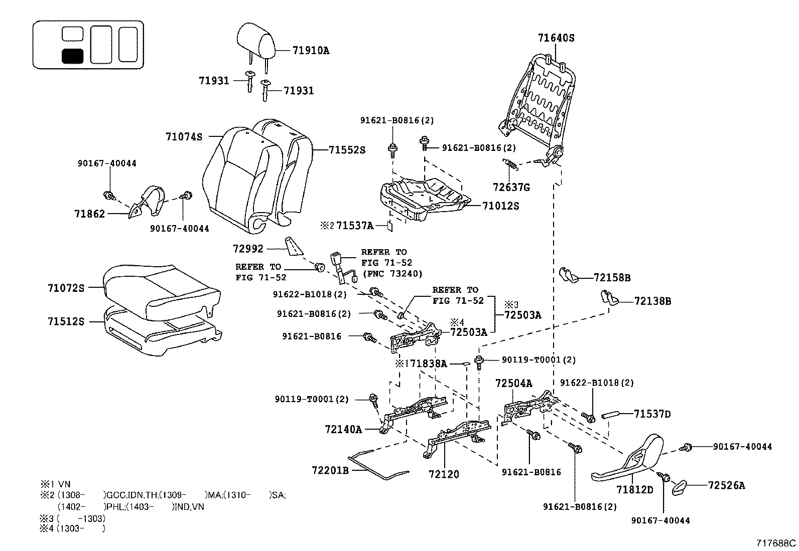 79101-0K370 FRAME SUB-ASSY, NO.1 SEAT CUSHION, RH product image