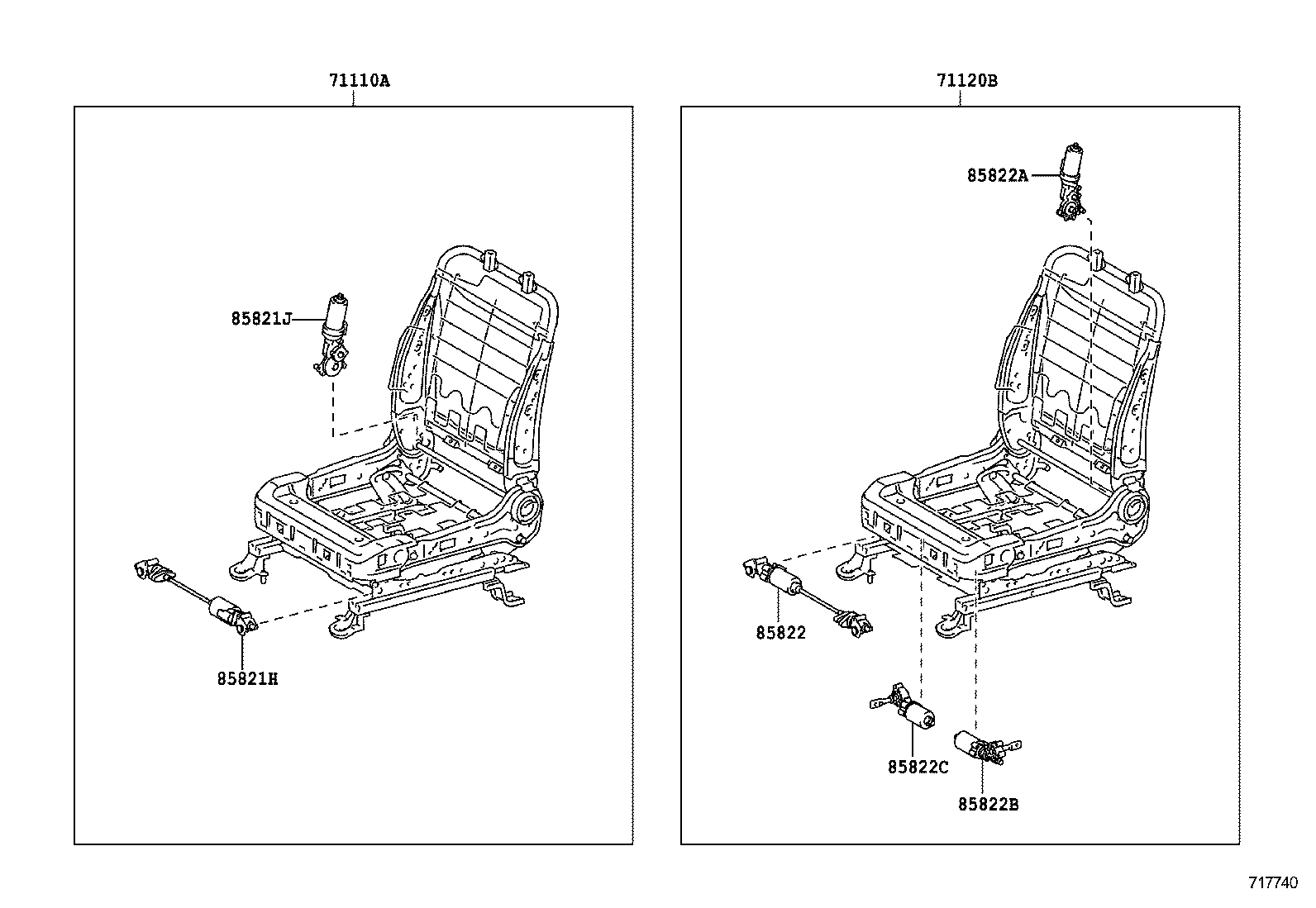 71120-06010 FRAME ASSY, FRONT SEAT W/ADJUSTER, LH product image
