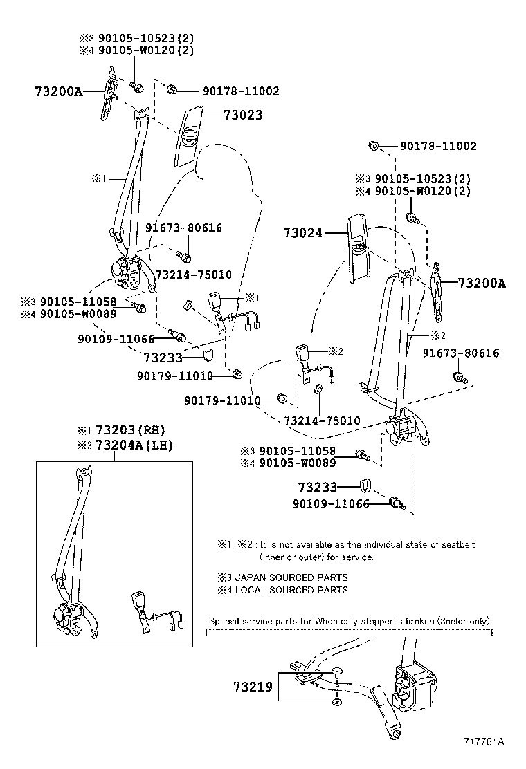 73210-06321-C0 BELT ASSY, FRONT SEAT OUTER, RH product image