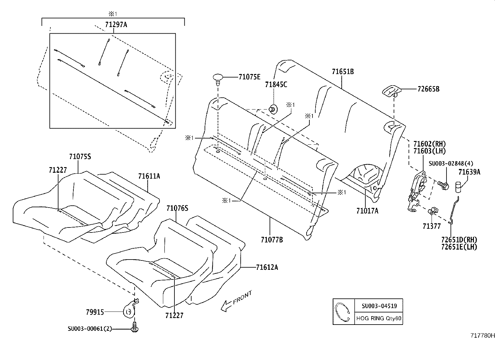 SU003-05932 COVER, REAR SEAT CUSHION, RH (FOR SEPARATE TYPE) product image