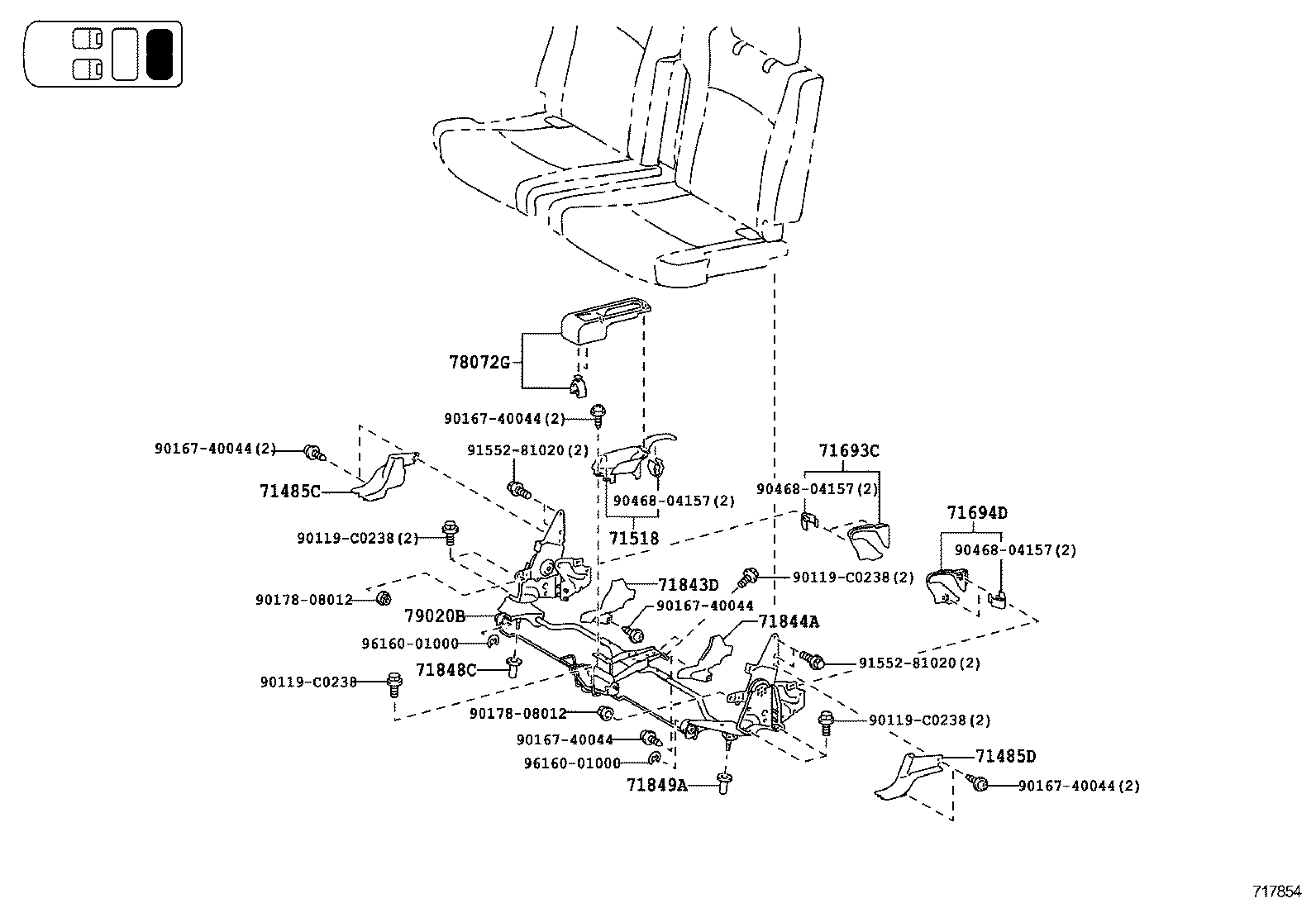 71017-0E030 FRAME SUB-ASSY, REAR SEAT BACK, RH product image