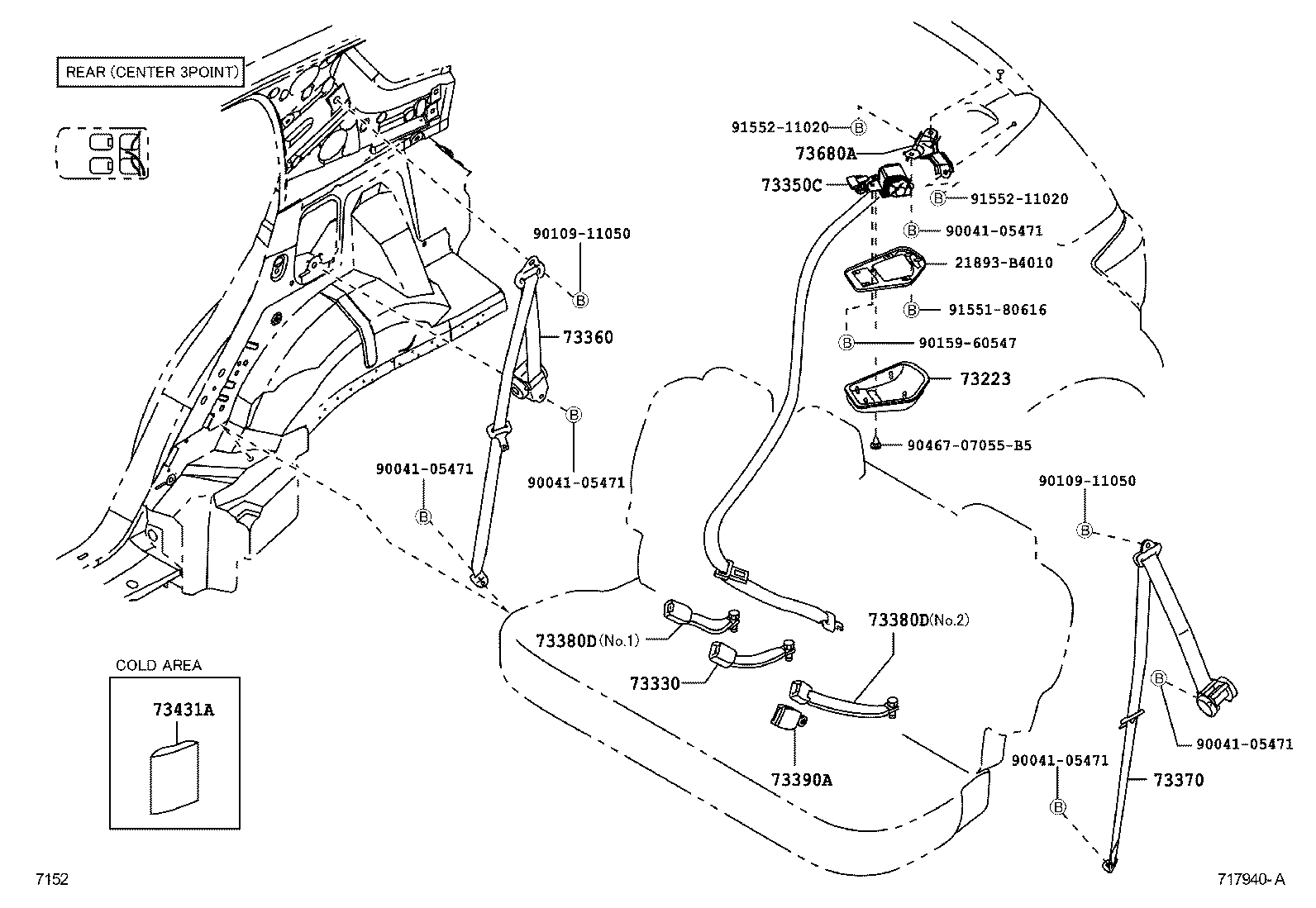 73230-B4050-B0 BELT ASSY, FRONT SEAT INNER, LH product image