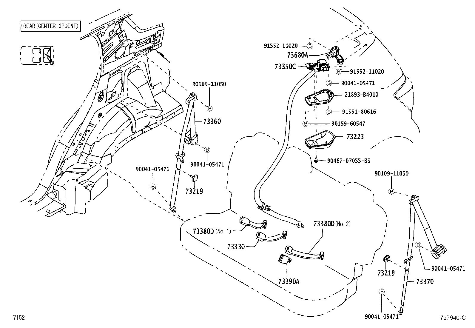 Toyota 73690-B1010 STOPPER, TONGUE PLATE