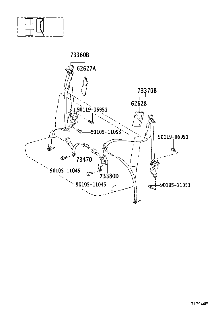 73158-26010 BRACKET, SEAT BELT GUIDE SET product image