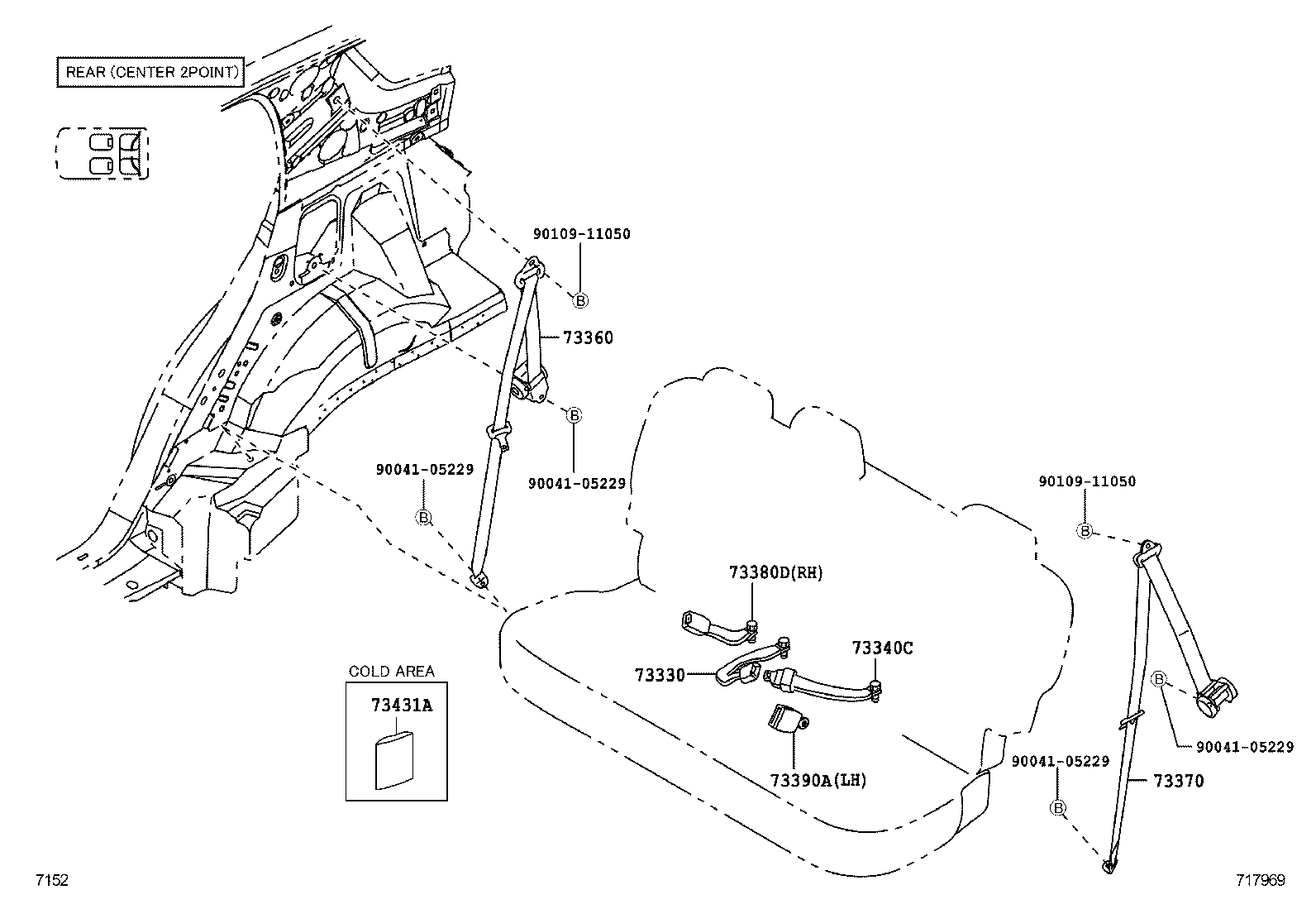 73230-B4050-B0 BELT ASSY, FRONT SEAT INNER, LH product image
