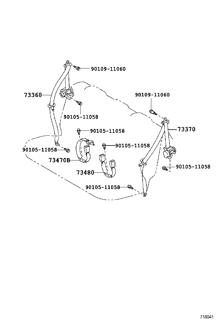 73370-0D331-C0 BELT ASSY, REAR SEAT 3 POINT TYPE, OUTER LH product image