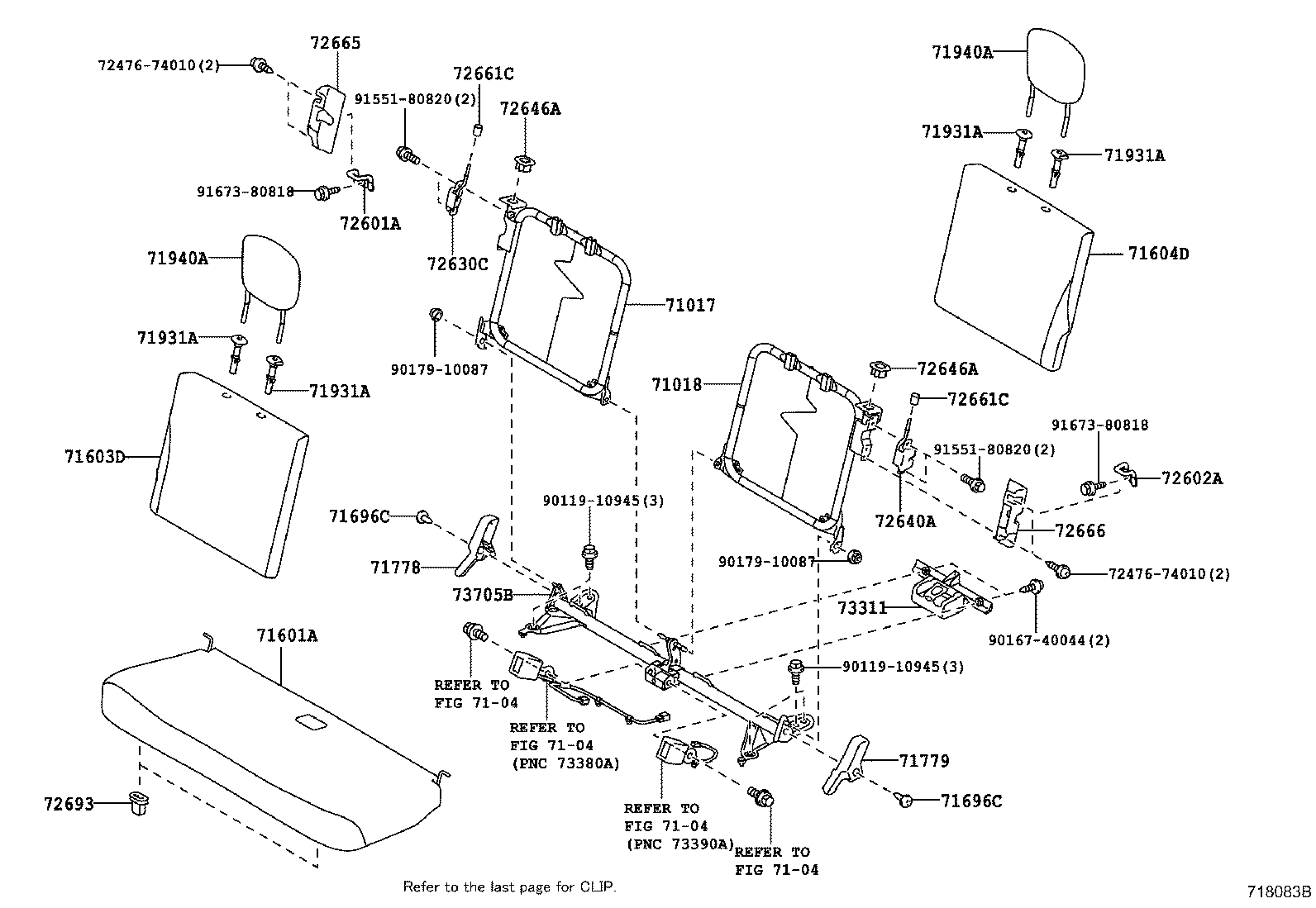 71017-74020 FRAME SUB-ASSY, REAR SEAT BACK, RH product image