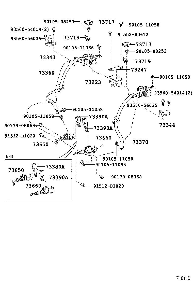 73200-50091 ADJUSTER ASSY, FRONT SHOULDER BELT ANCHOR product image