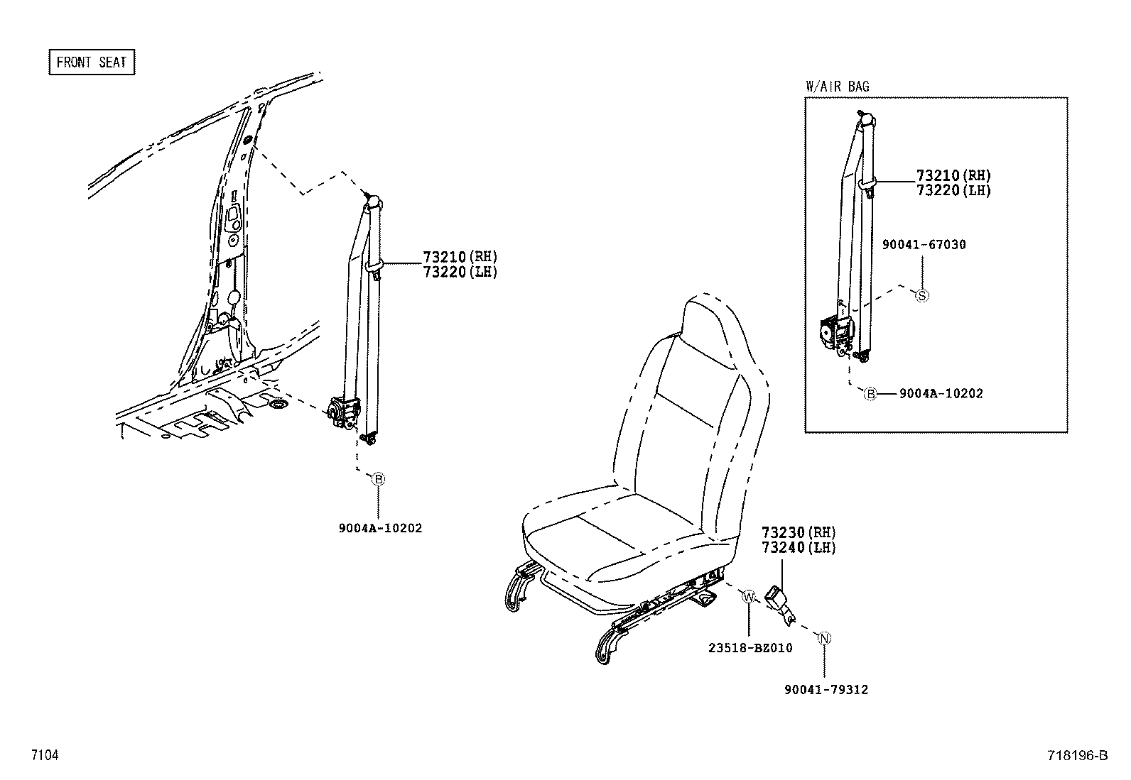 73230-BZ520-B0 BELT ASSY, FRONT SEAT INNER, LH product image