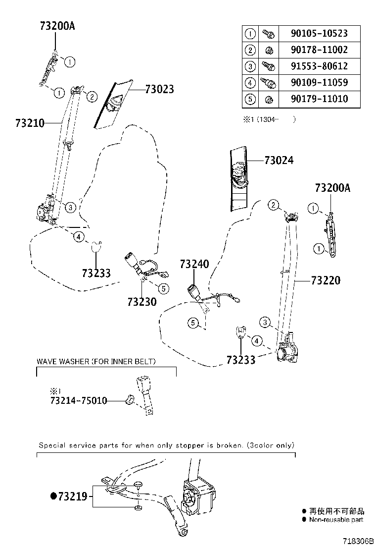Toyota 73137-42010-B0 COVER, SHOULDER BELT ANCHOR, RH