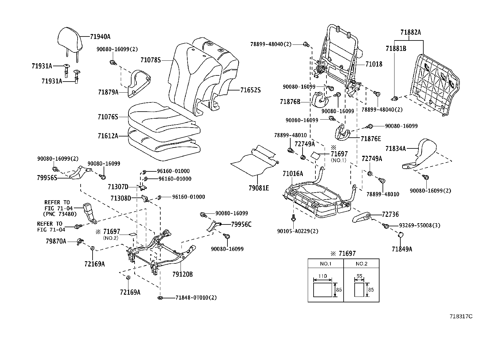 71307-0T010 BRACKET SUB-ASSY, REAR SEAT CUSHION SUPPORT, LH product image