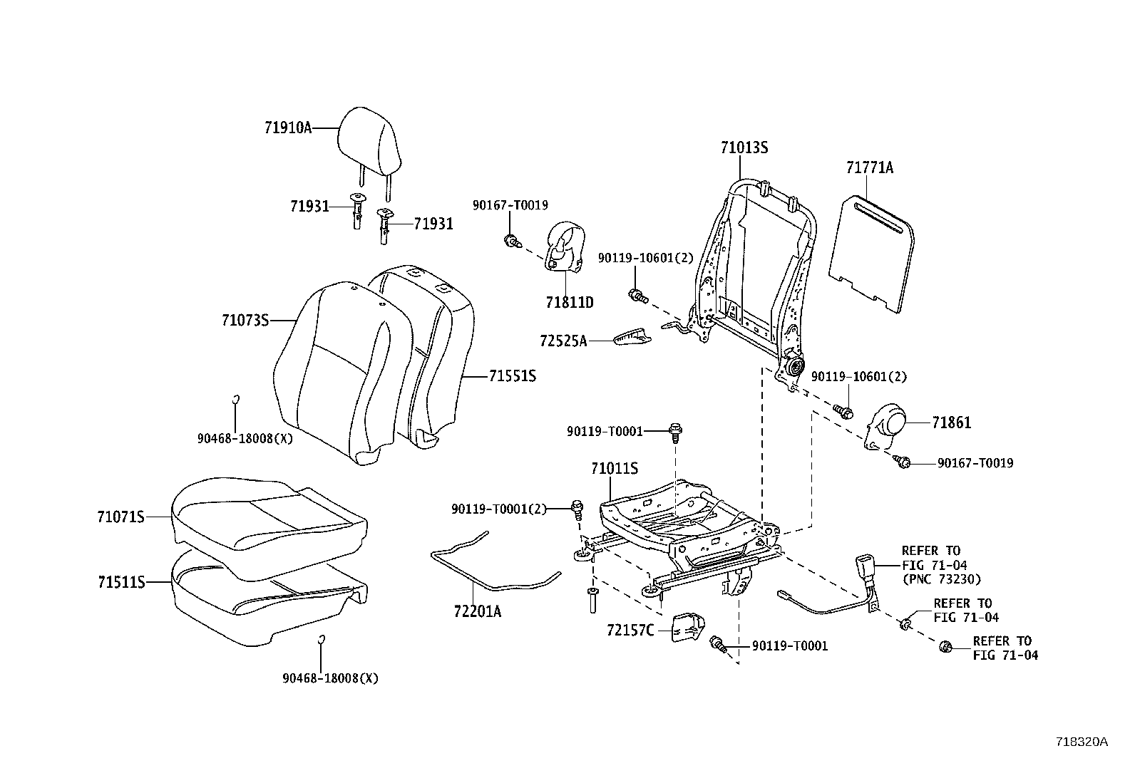 71012-0D320 FRAME SUB-ASSY, FRONT SEAT CUSHION, LH product image