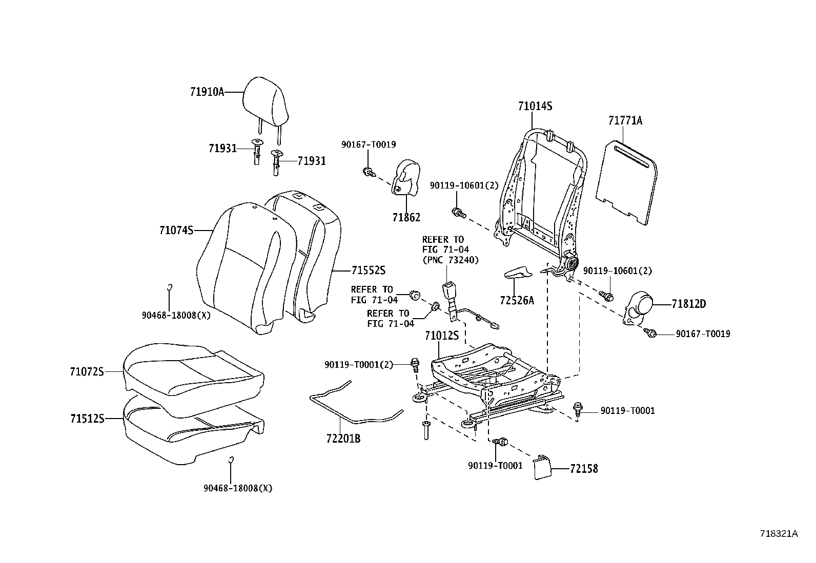 71012-0D320 FRAME SUB-ASSY, FRONT SEAT CUSHION, LH product image