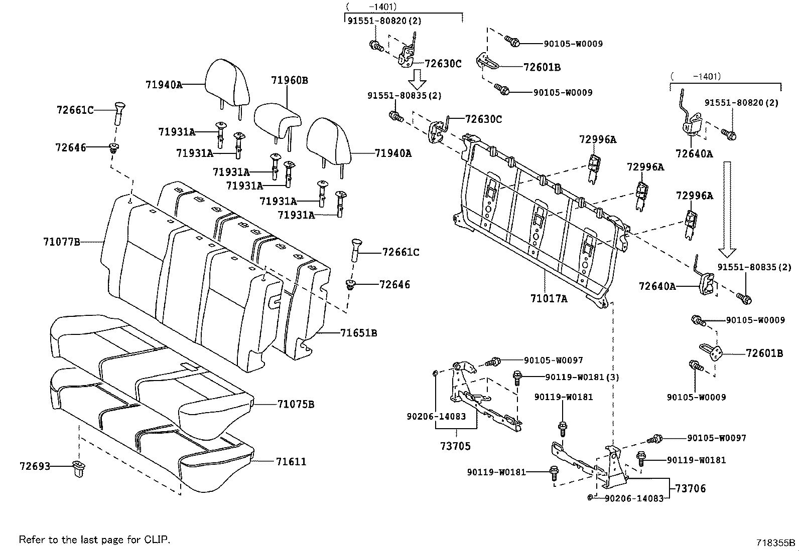 Toyota 71305-0D020 HINGE SUB-ASSY, REAR SEAT BACK, CENTER