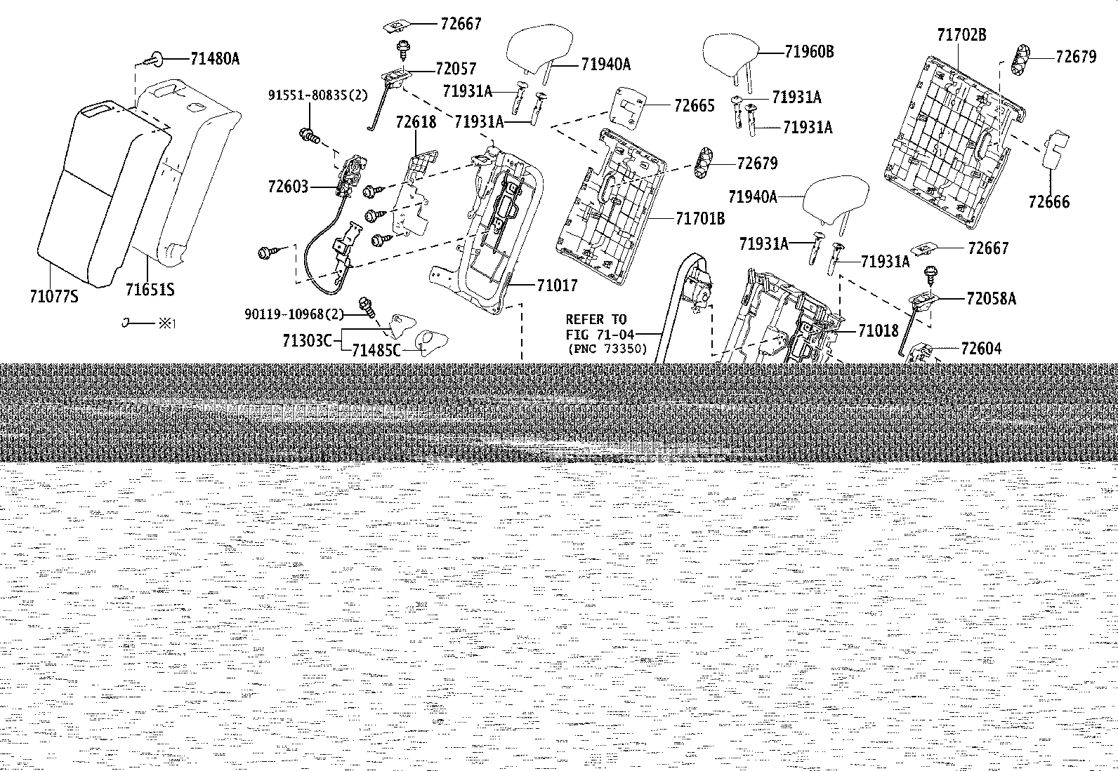71960-53280-F2 HEADREST ASSY, REAR SEAT, CENTER product image