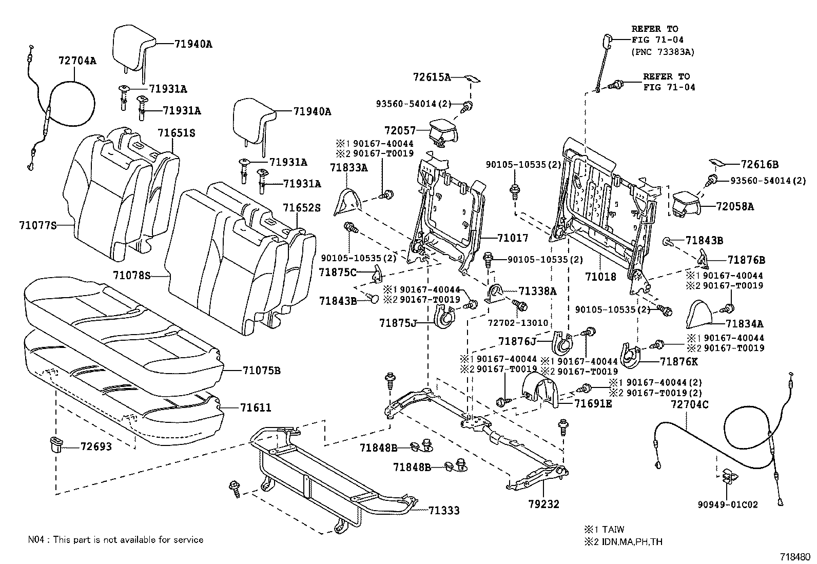 71017-0D060 FRAME SUB-ASSY, REAR SEAT BACK product image