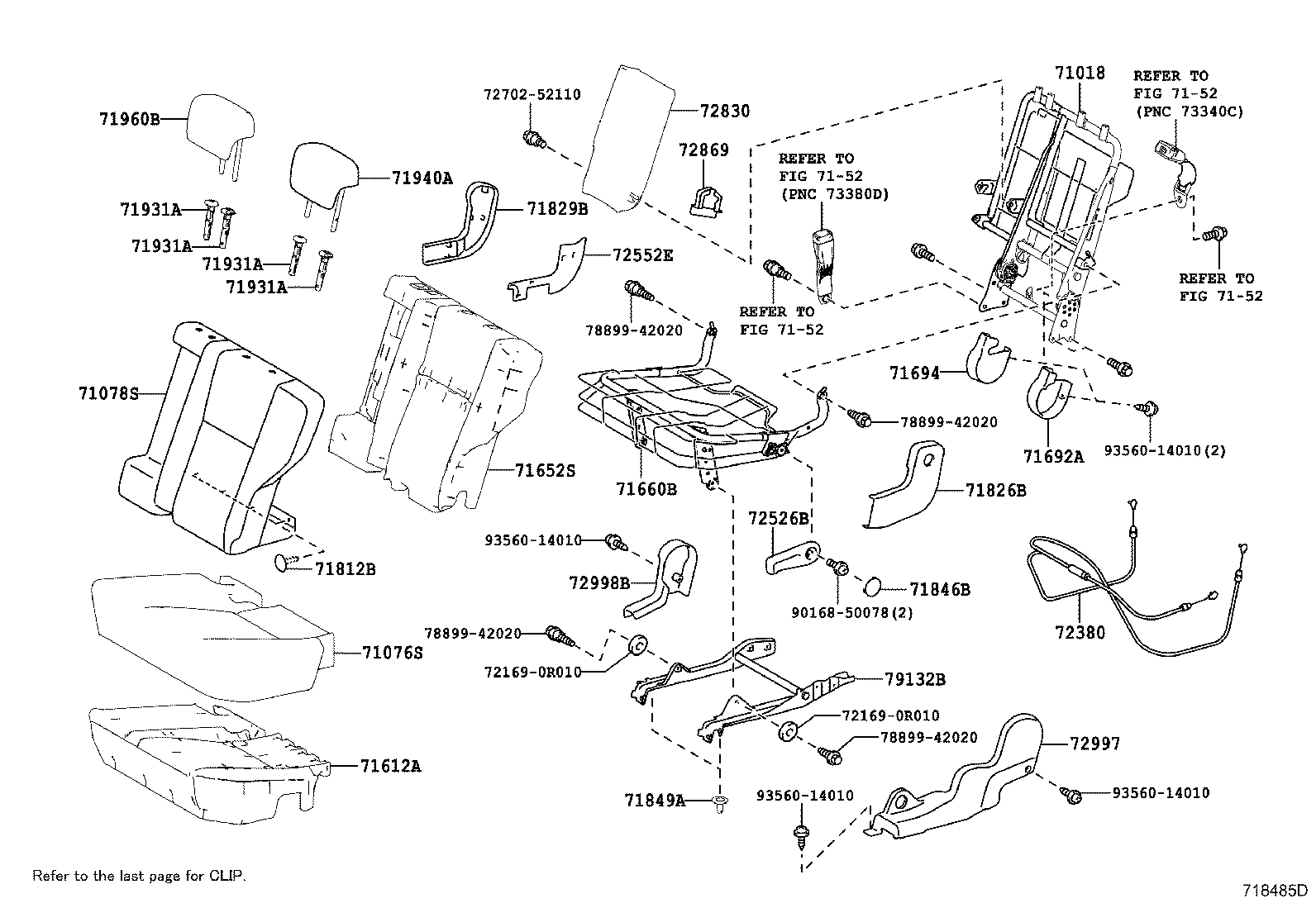 71017-0R050 FRAME SUB-ASSY, REAR SEAT BACK, RH product image