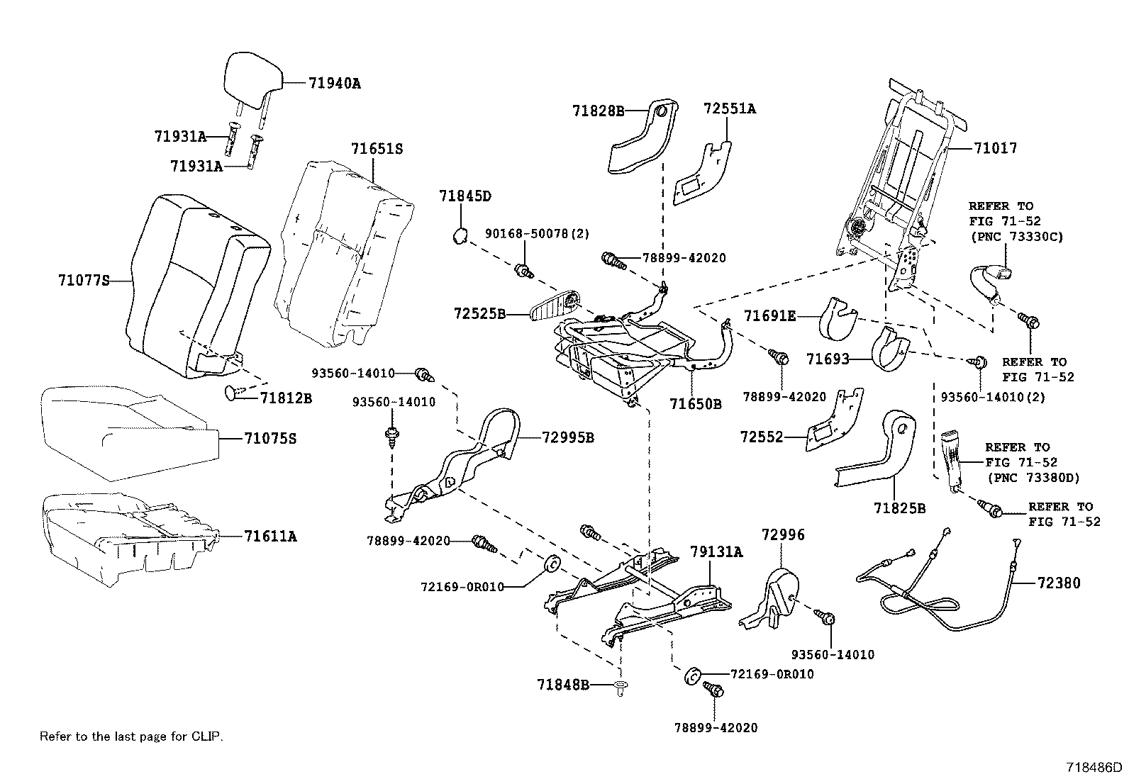 71017-0R050 FRAME SUB-ASSY, REAR SEAT BACK, RH product image