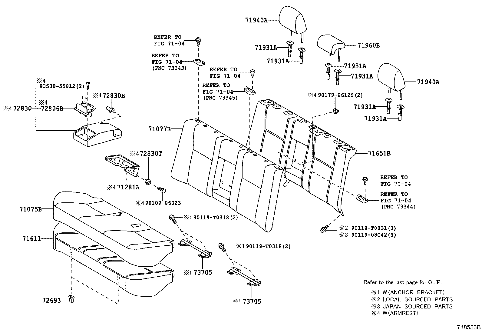 71017-02640 FRAME SUB-ASSY, REAR SEAT BACK, RH product image