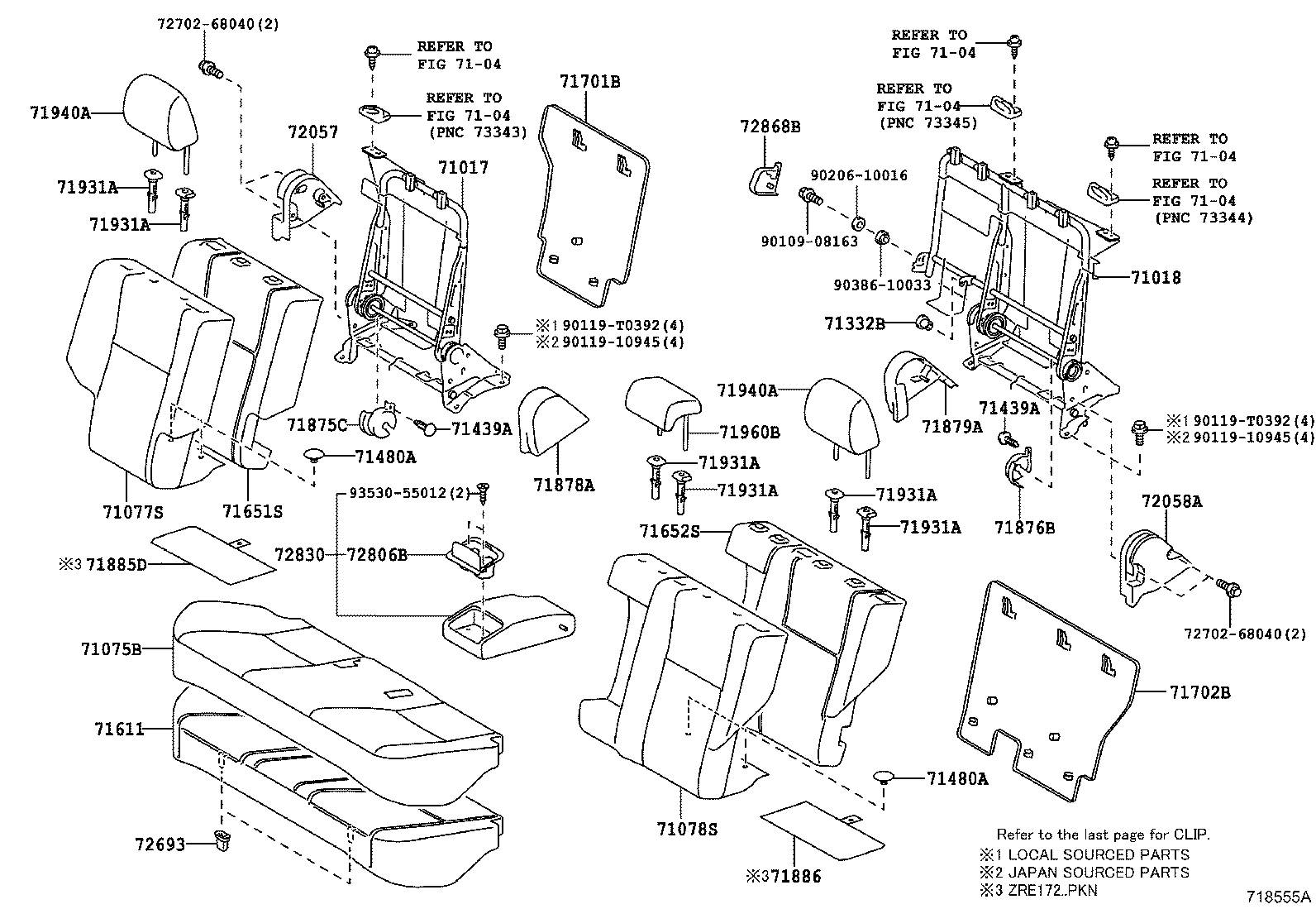 71017-02640 FRAME SUB-ASSY, REAR SEAT BACK, RH product image