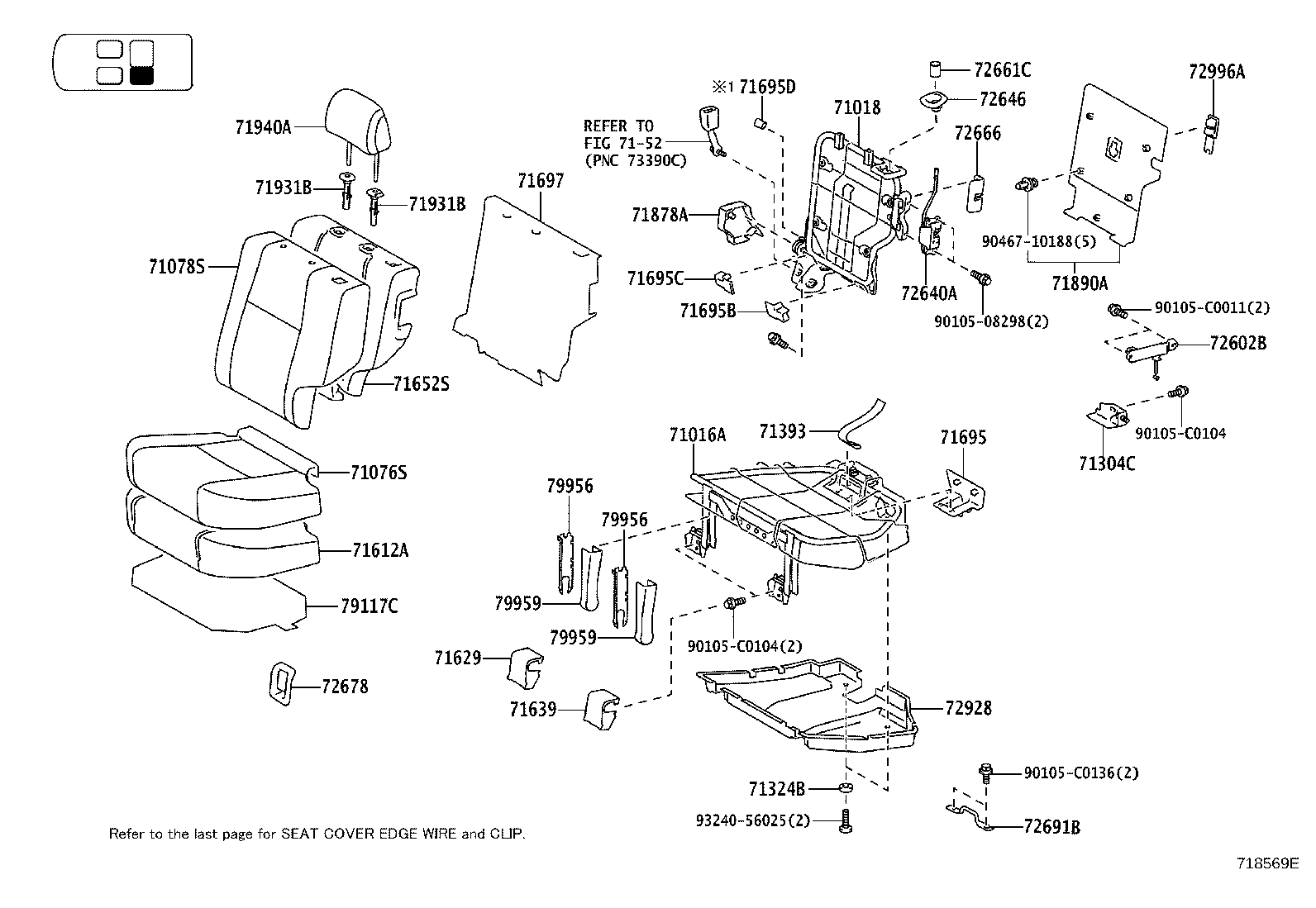 71017-0G011 FRAME SUB-ASSY, REAR SEAT BACK, RH product image
