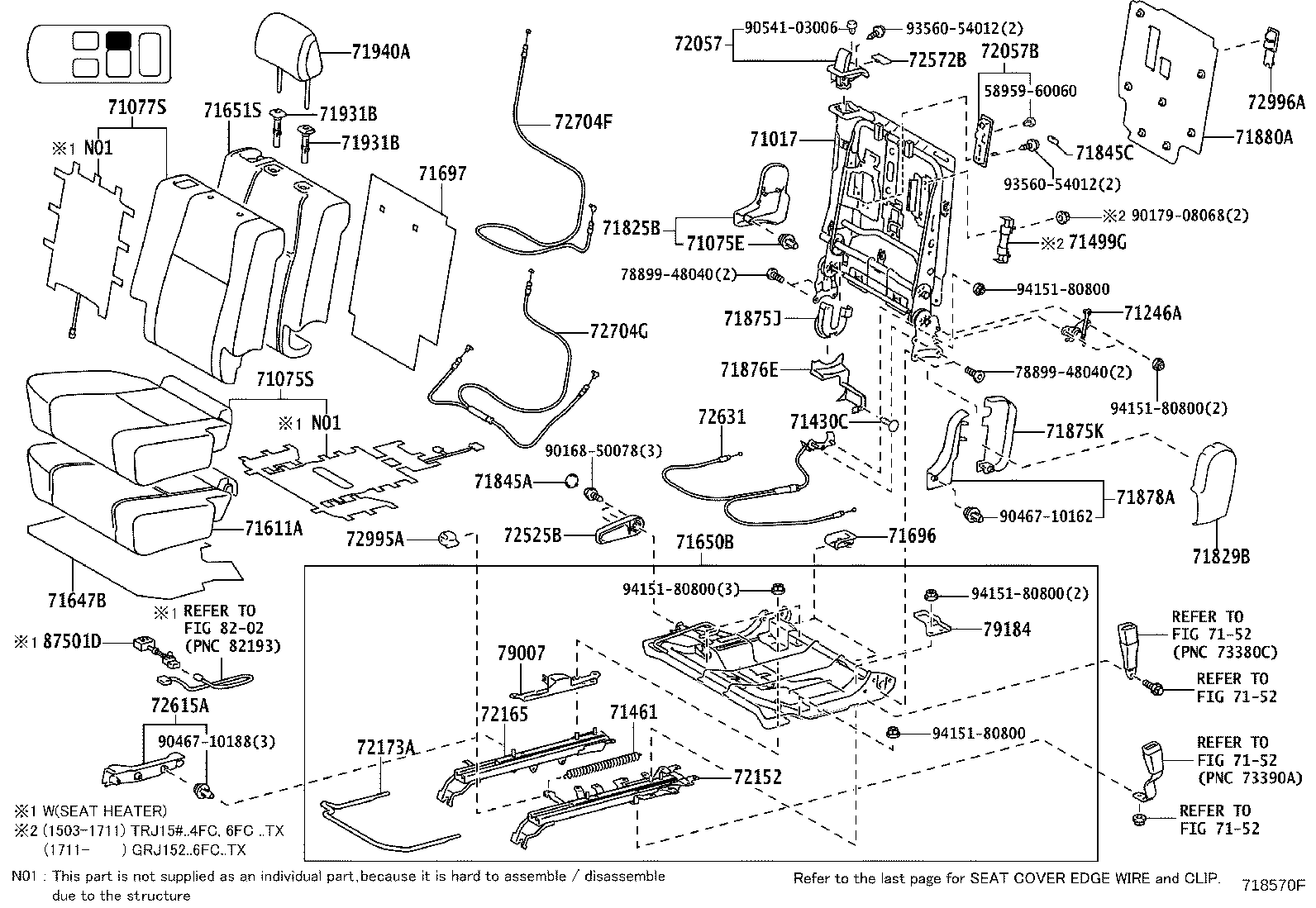 71017-0G011 FRAME SUB-ASSY, REAR SEAT BACK, RH product image