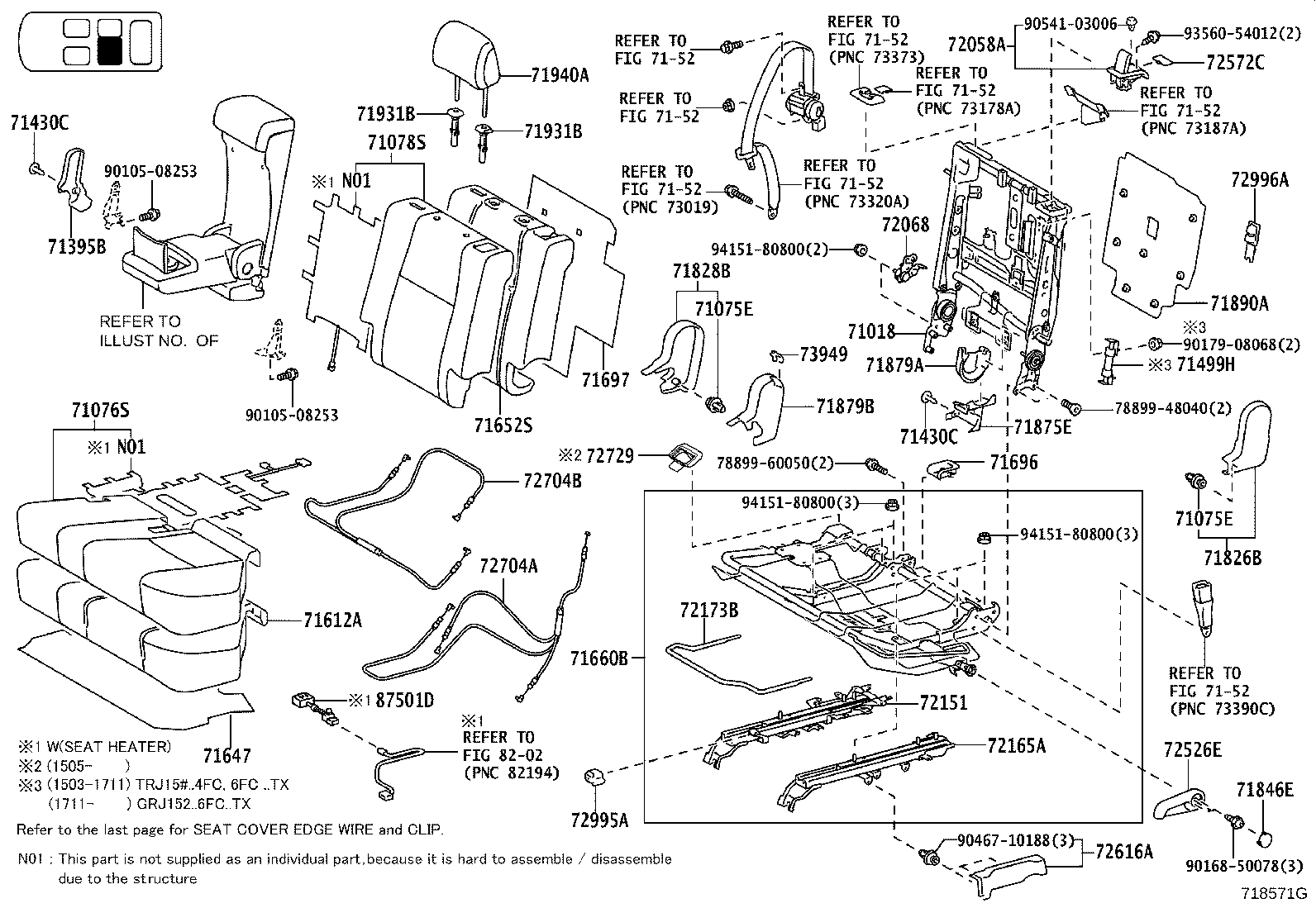 71017-0G011 FRAME SUB-ASSY, REAR SEAT BACK, RH product image