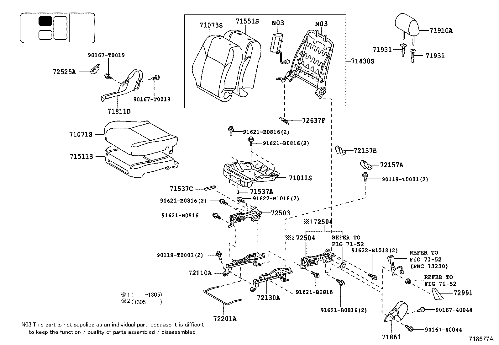 71073-0KB02-B2 COVER, FRONT SEAT BACK, RH(FOR SEPARATE TYPE) product image