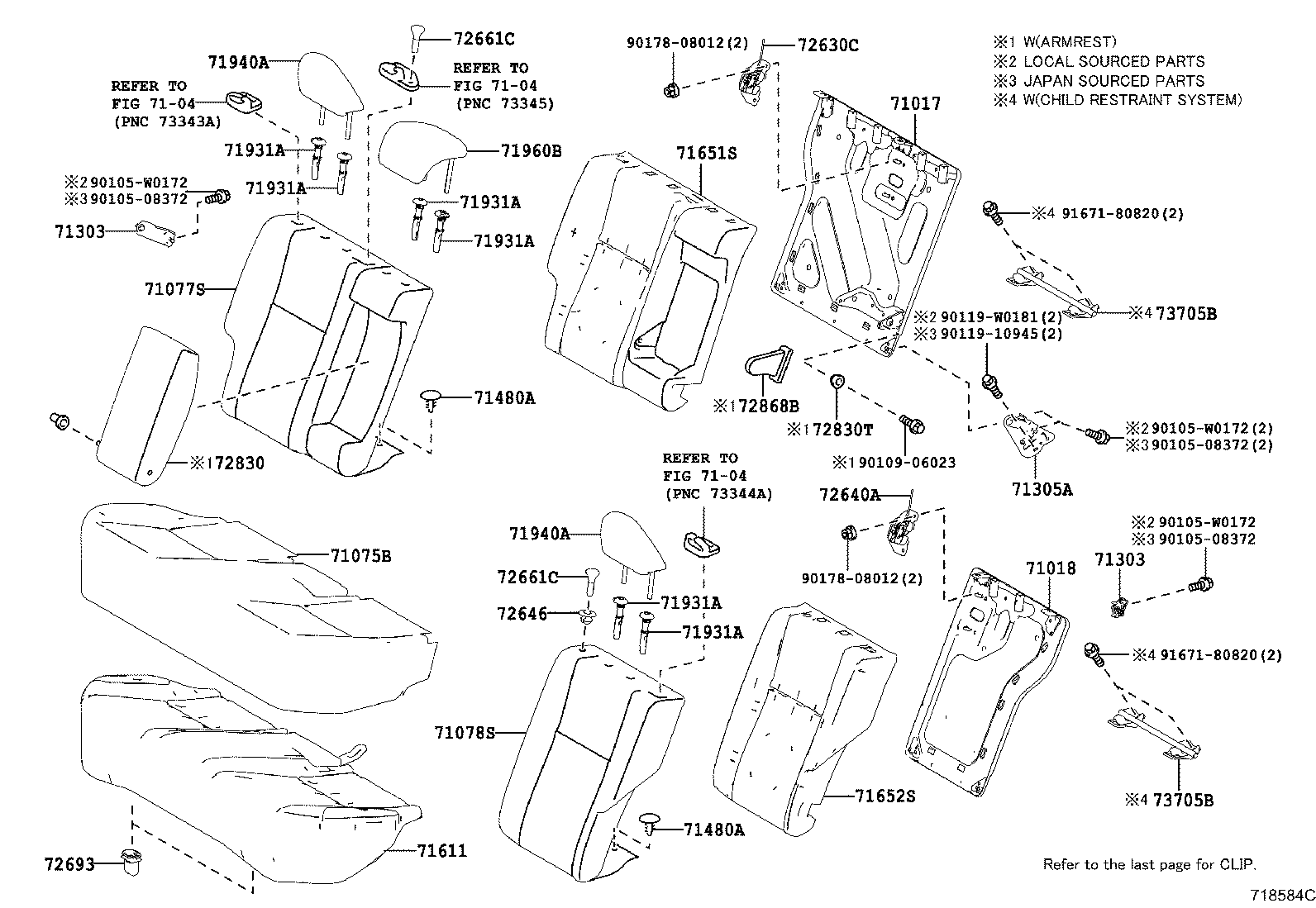 71017-02600 FRAME SUB-ASSY, REAR SEAT BACK, RH product image