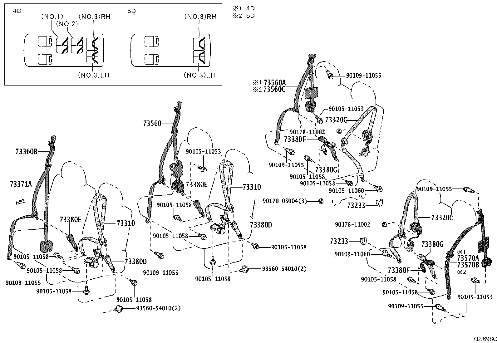 73210-26771 BELT ASSY, FRONT SEAT OUTER, LH product image