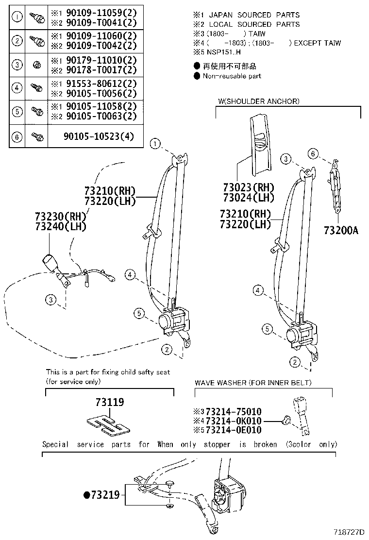 Toyota 73023-06080-B0 PLATE SUB-ASSY, FRONT SHOULDER BELT ANCHOR, RH