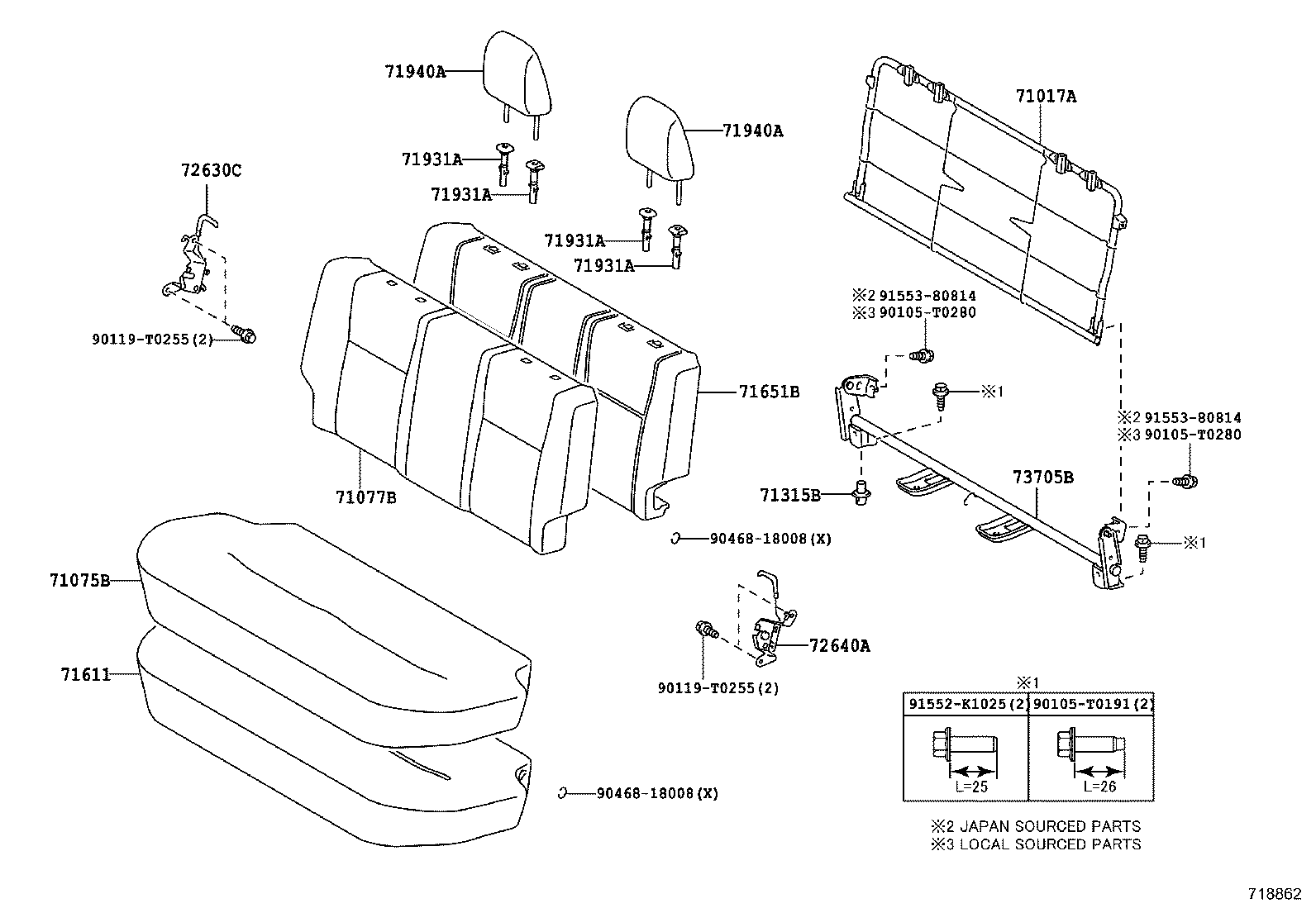 71017-0D730 FRAME SUB-ASSY, REAR SEAT BACK product image