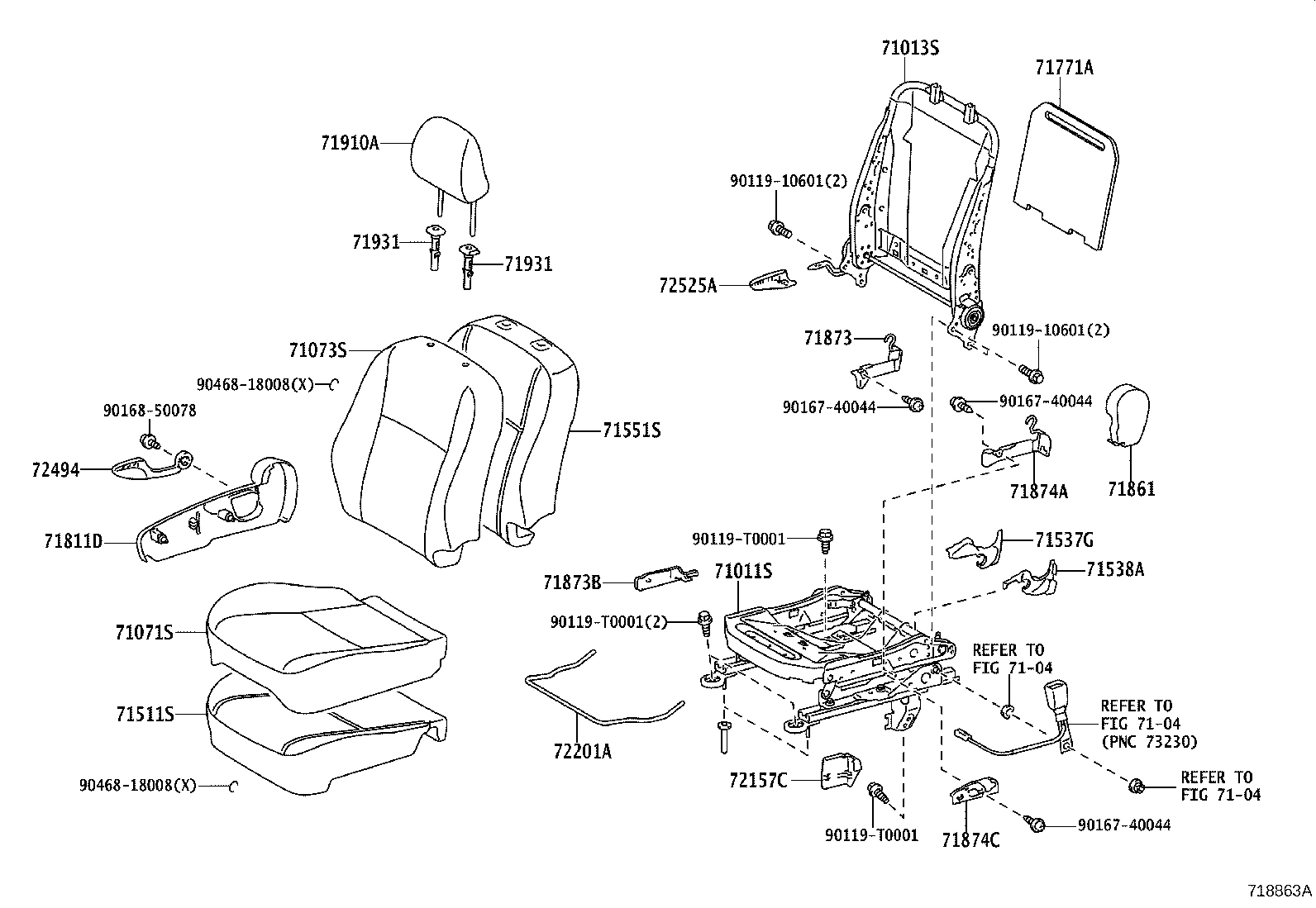 71012-0D320 FRAME SUB-ASSY, FRONT SEAT CUSHION, LH product image
