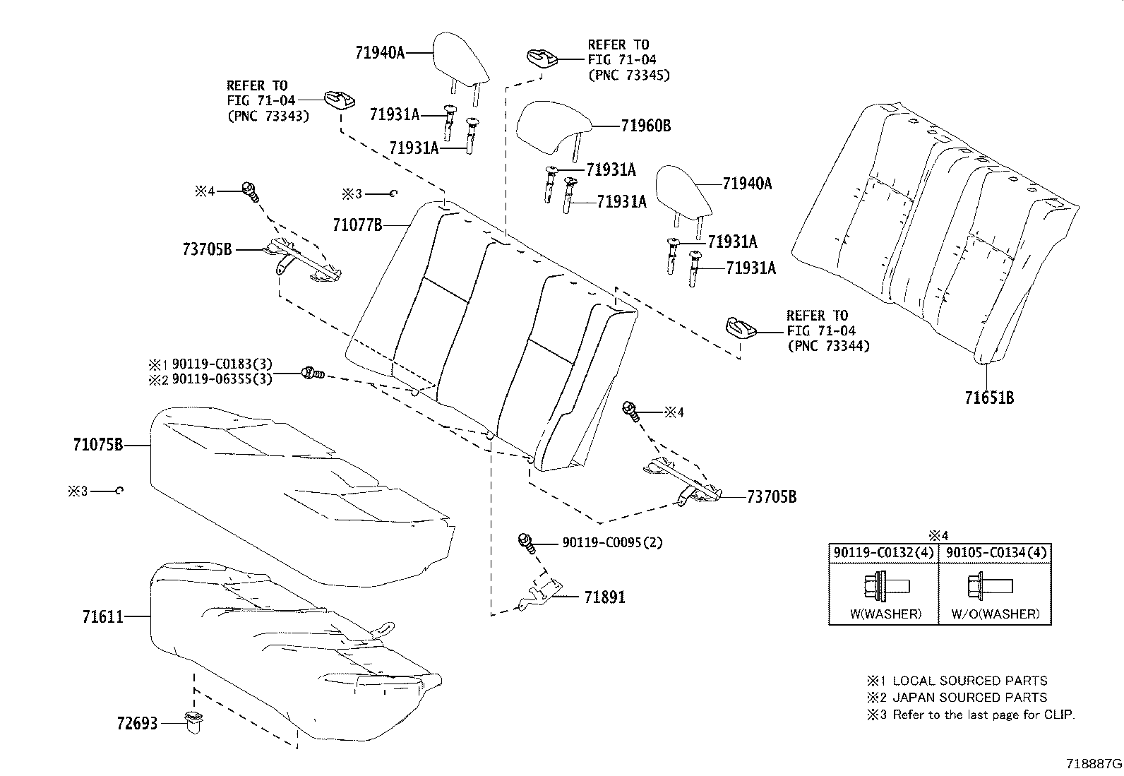 71017-02820 FRAME SUB-ASSY, REAR SEAT BACK, RH product image